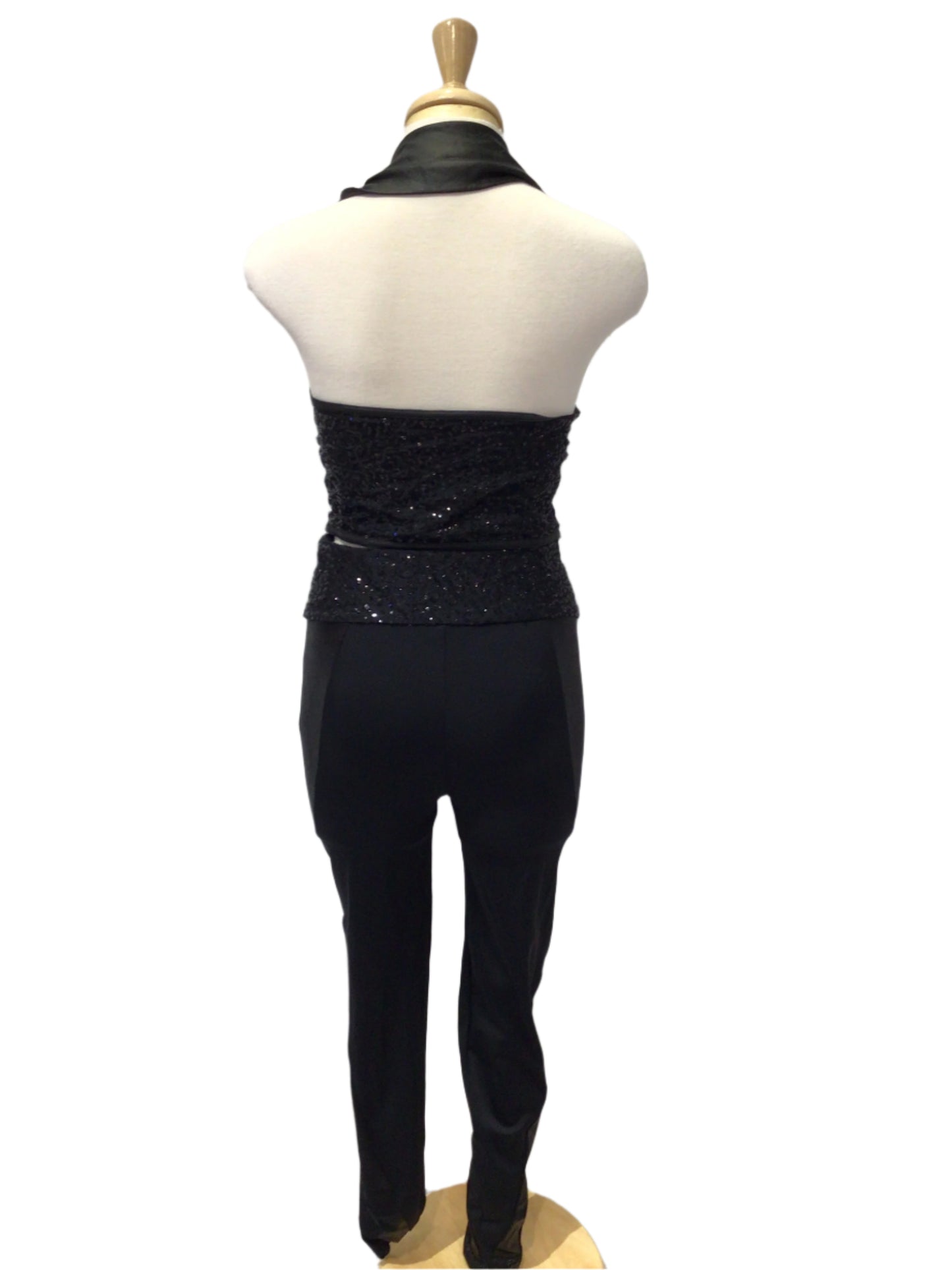 Black Sequin Halter with Pants