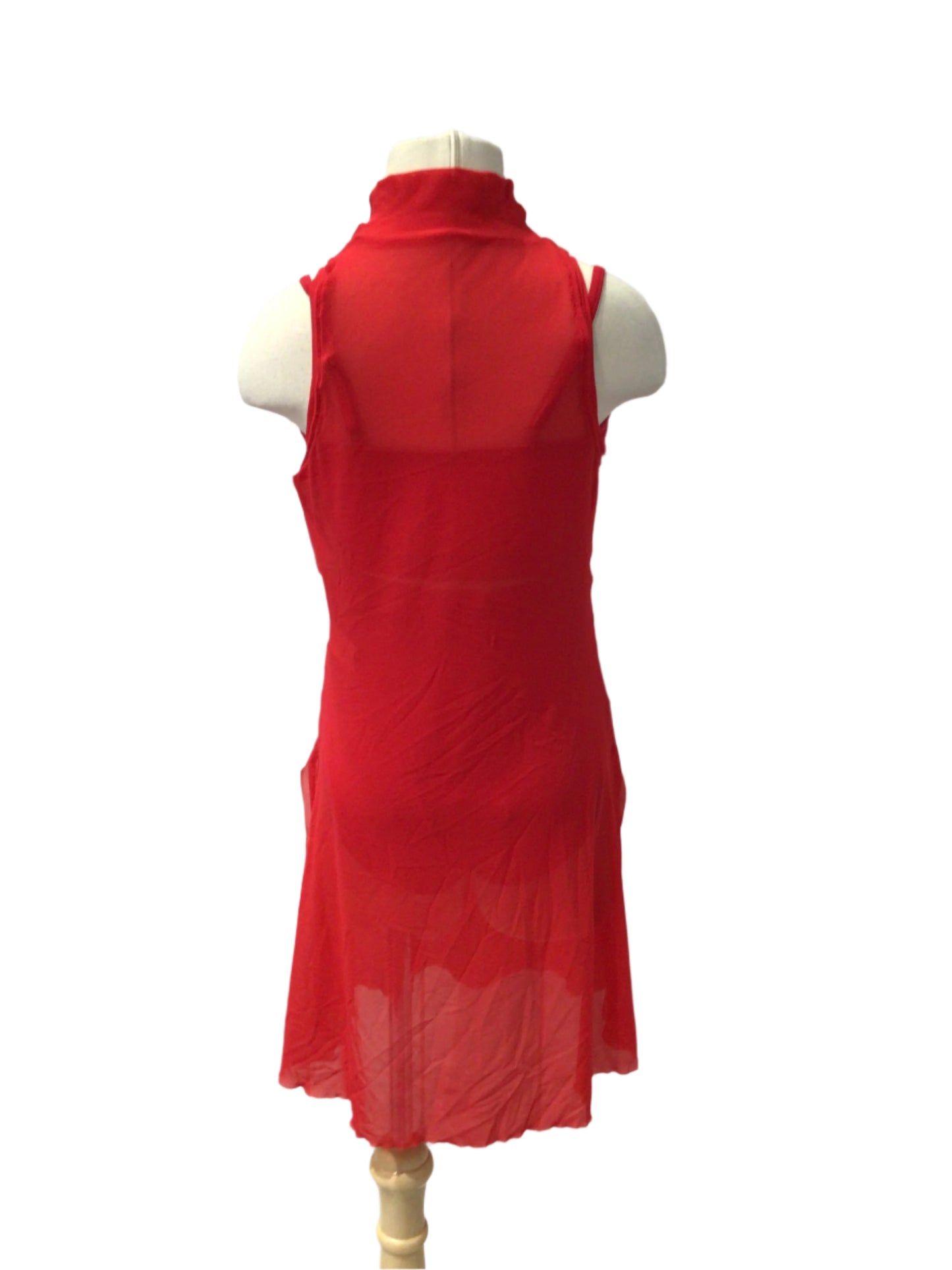 Red Mesh Dress with Top and Brief