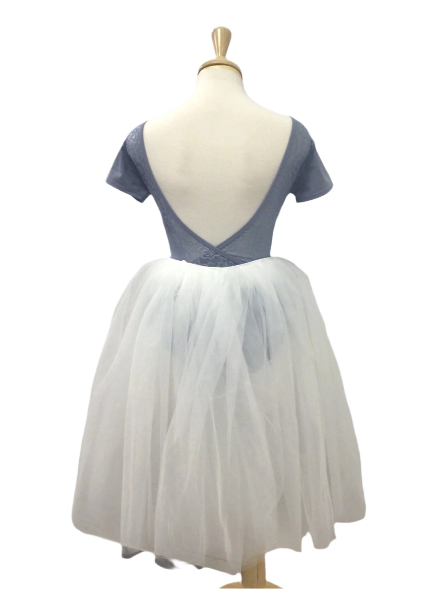 Pale Blue Cap Sleeve Bodysuit with White Romantic Tutu