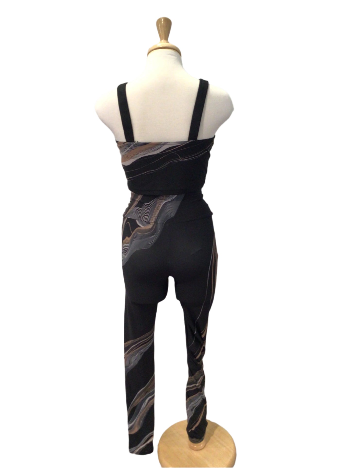 Black with Brown Swirl Crop Top and Leggings