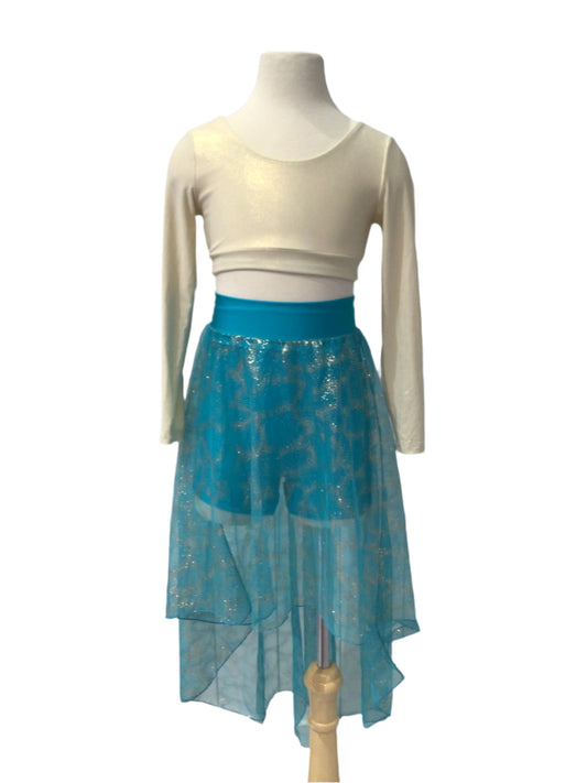 Light Gold Crop with Teal Skirt