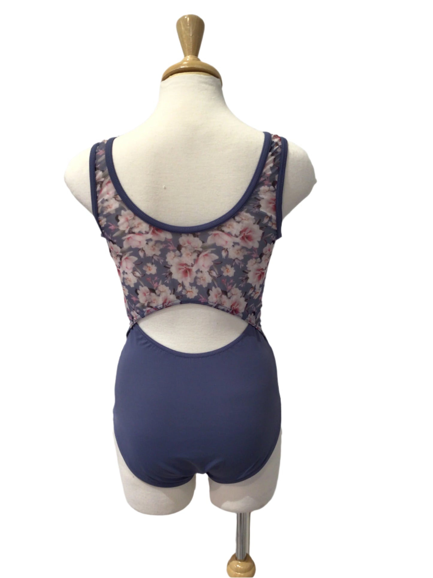 Periwinkle Blue Bodysuit with Flower Mesh