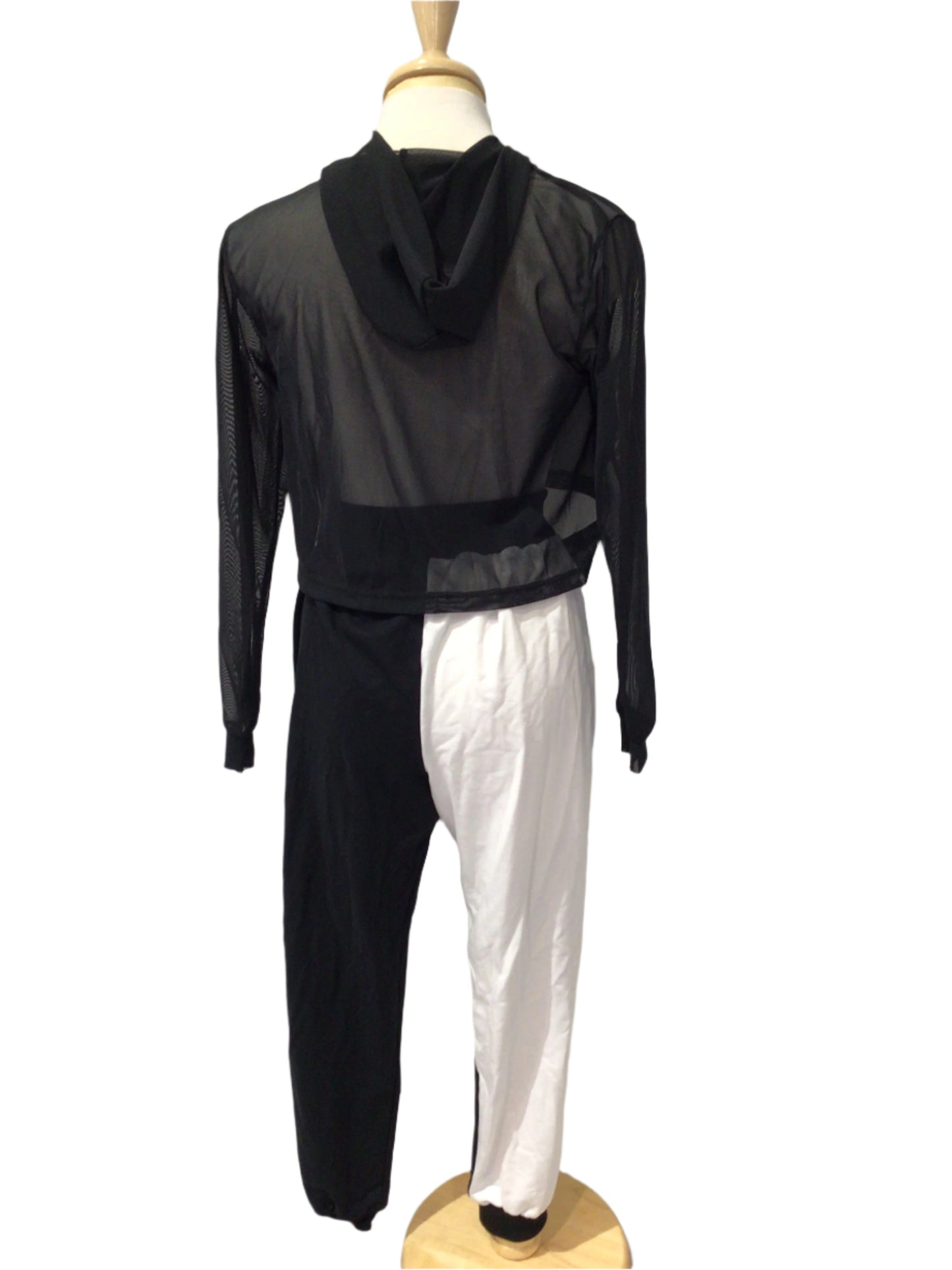 Black and White Sweat Pants and Mesh Hoodie