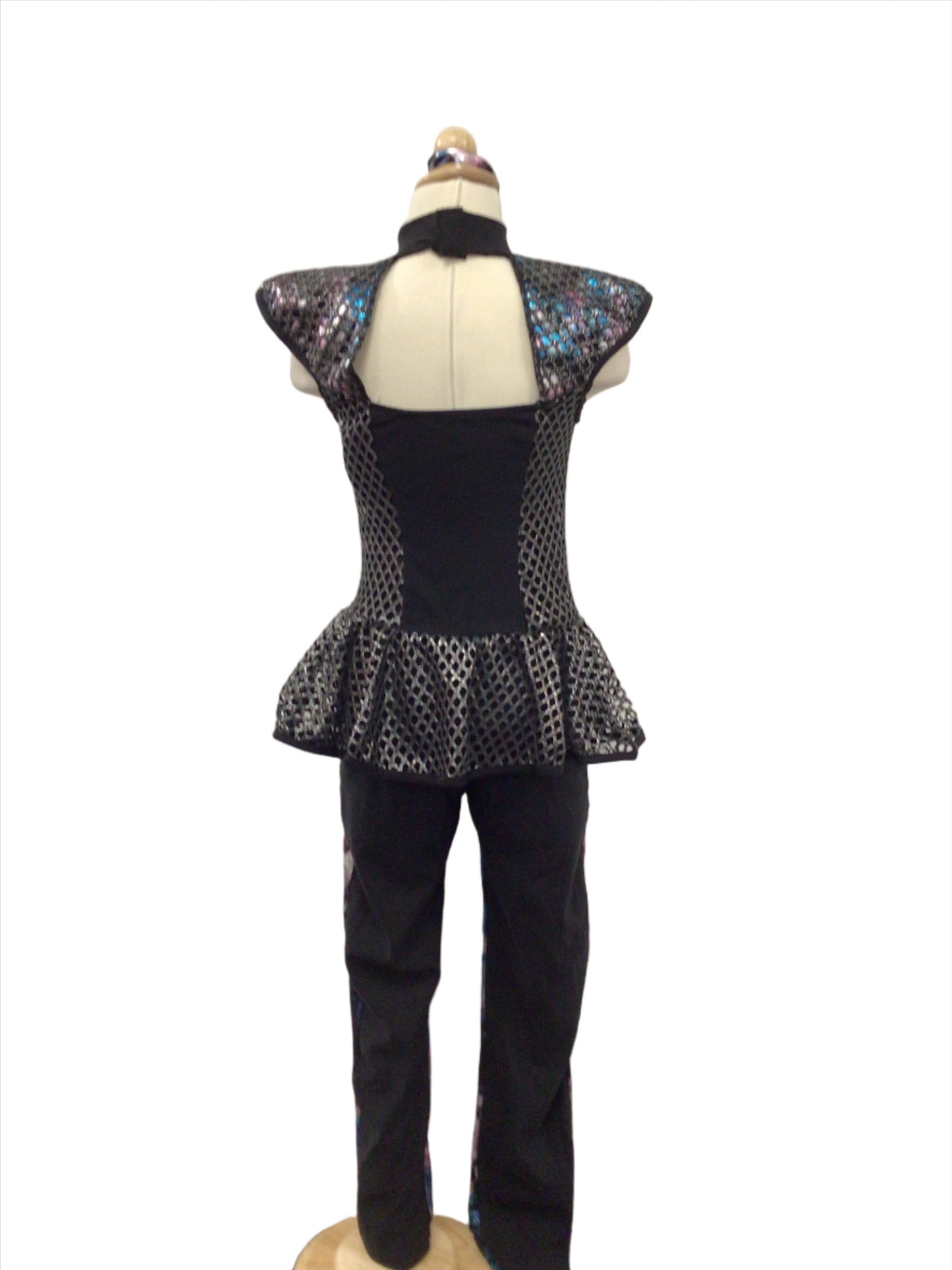 Blue Black and Silver Unitard with Skirt