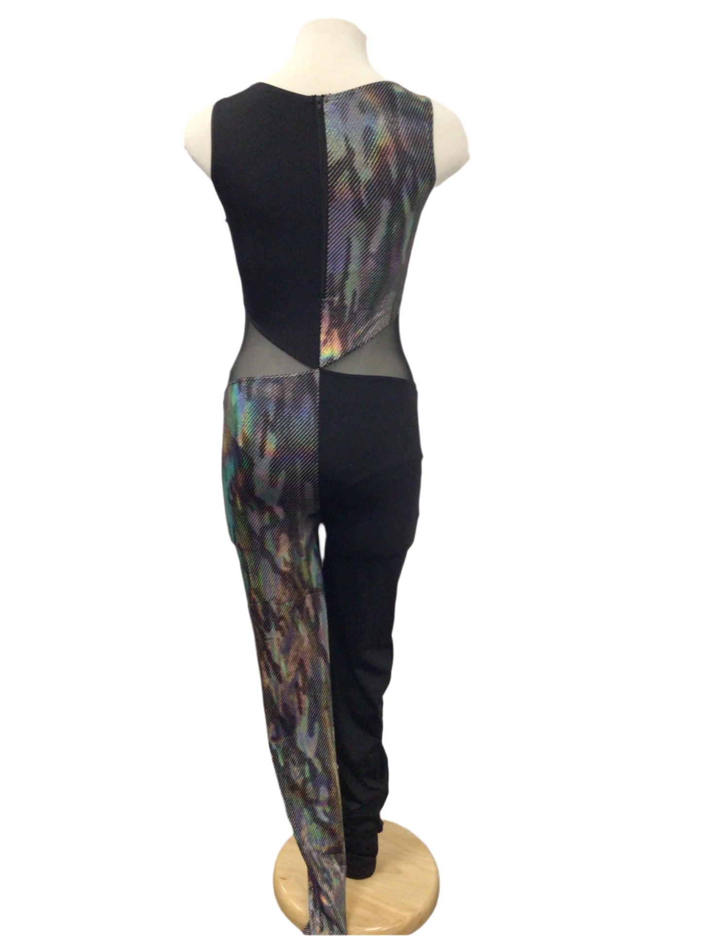 Silver and Black Short Sleeve Unitard
