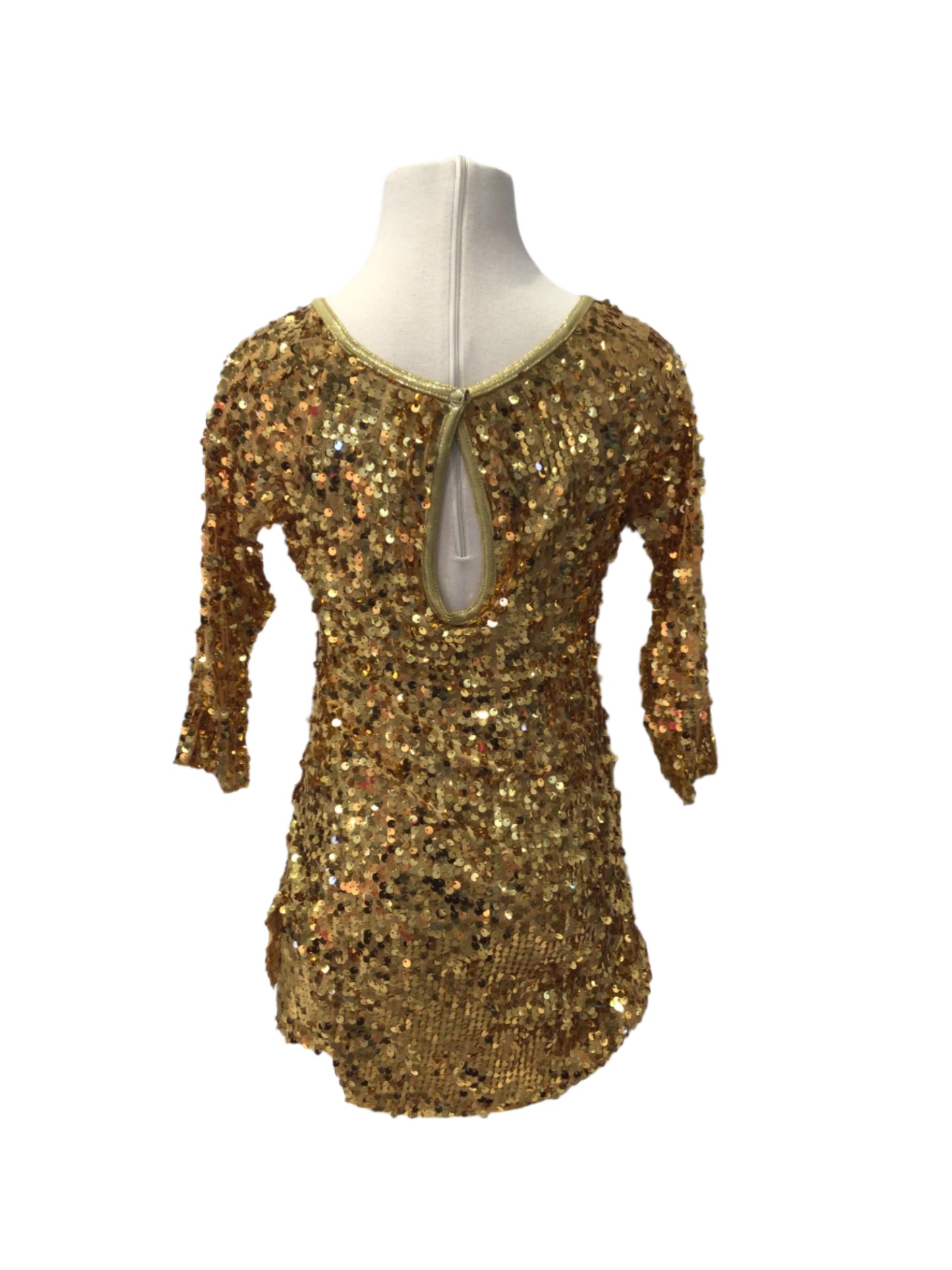Gold Sequin Long Sleeve Dress