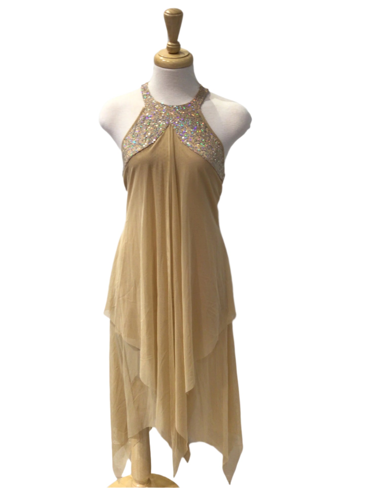 Light Beige Halter Lyrical Dress
