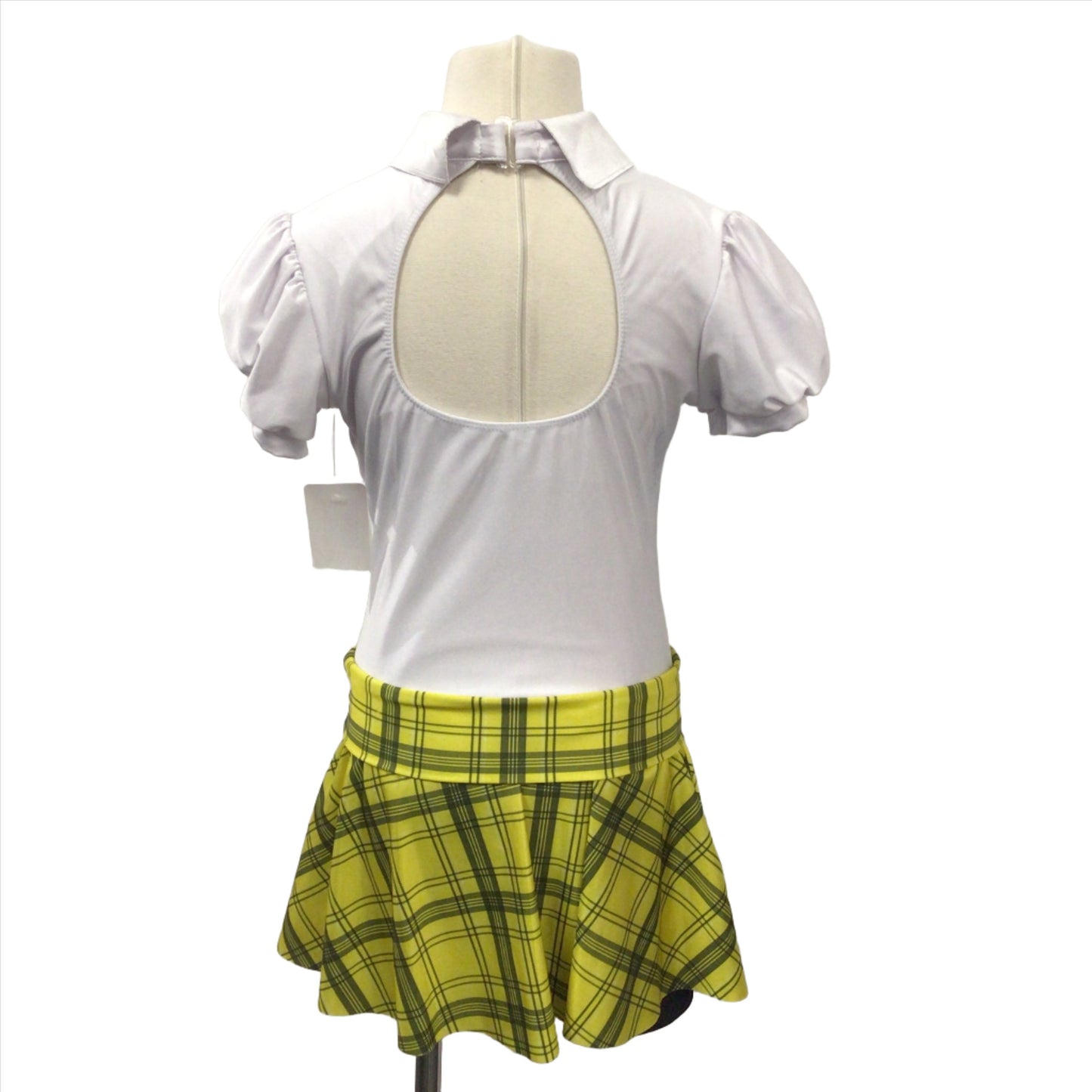 White Black and Yellow Plaid Biketard
