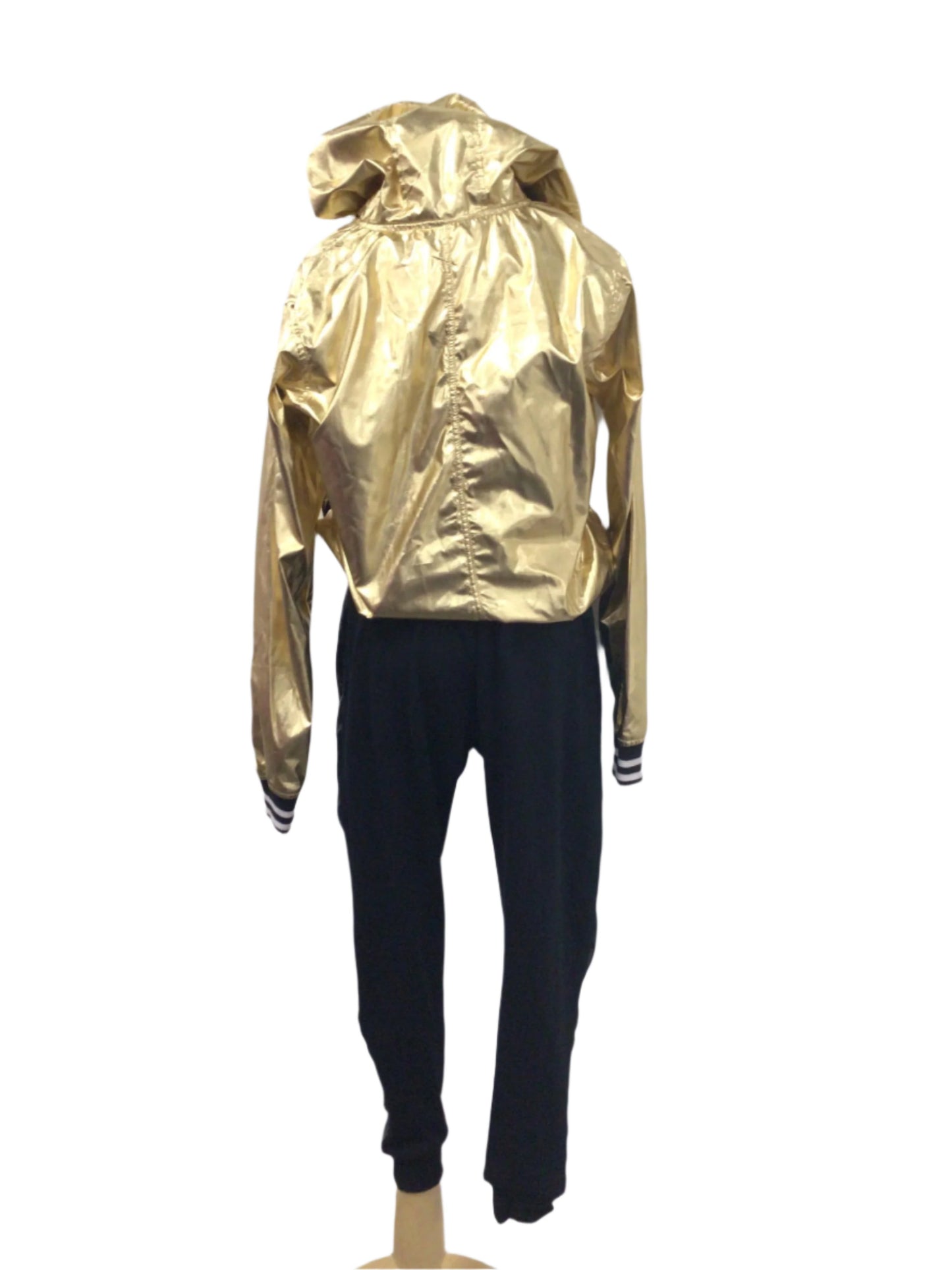 Shiny Gold Jacket and Black Pants