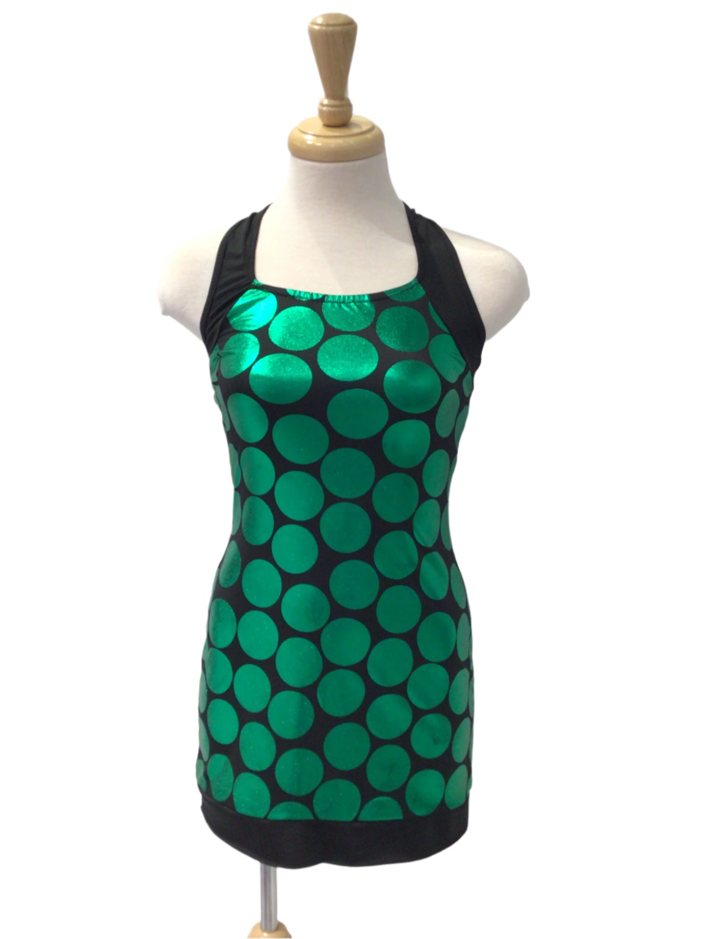 Green and Black Polka Dot Dress