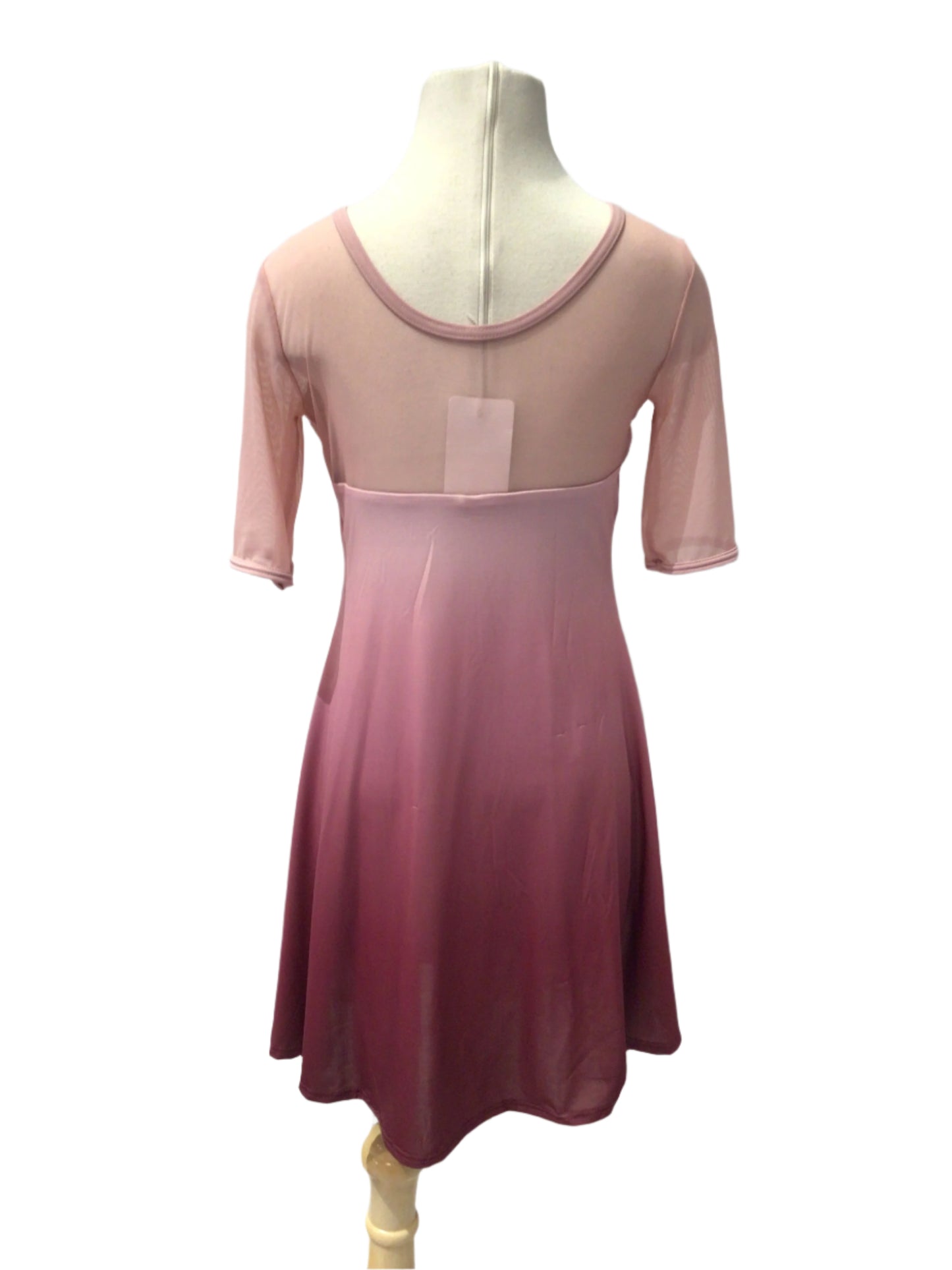 Pink and Burgundy Ombre Short Sleeve Dress