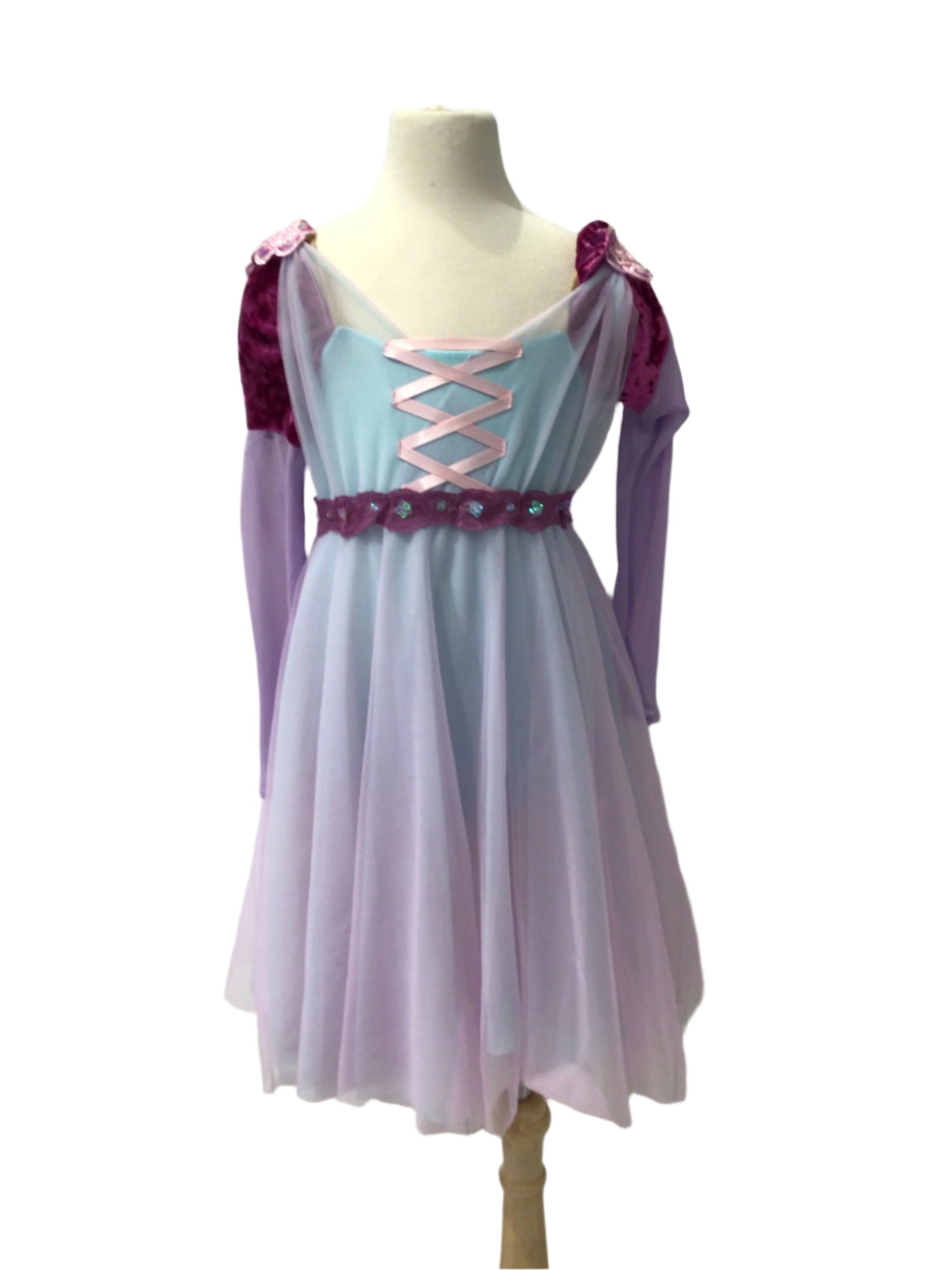 Teal Purple and Pink Peasant Ballet Dress