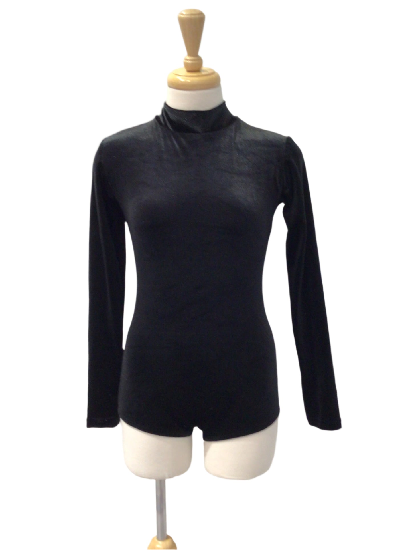 Black Long Sleeve Velvet Bodysuit