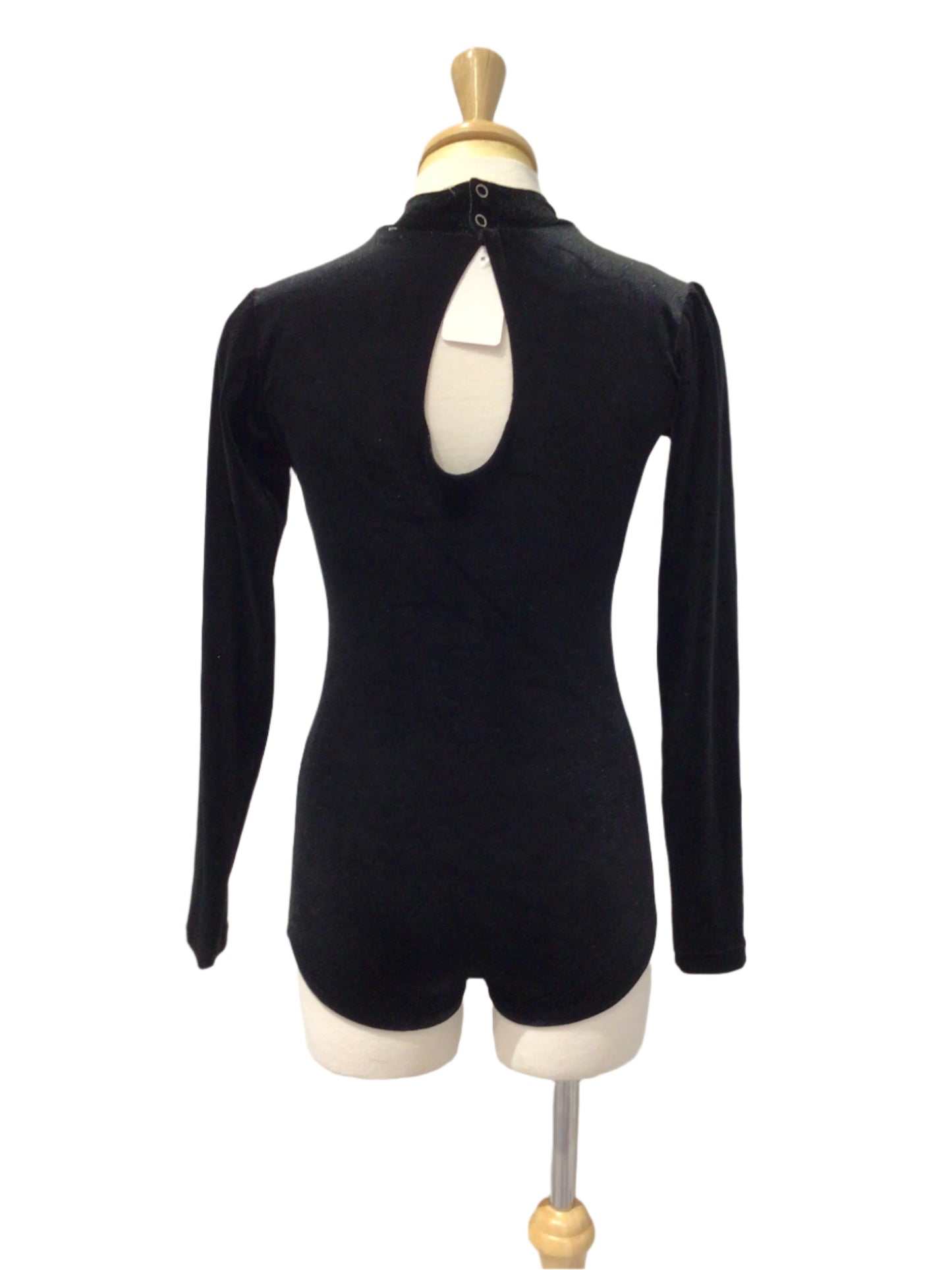 Black Long Sleeve Velvet Bodysuit