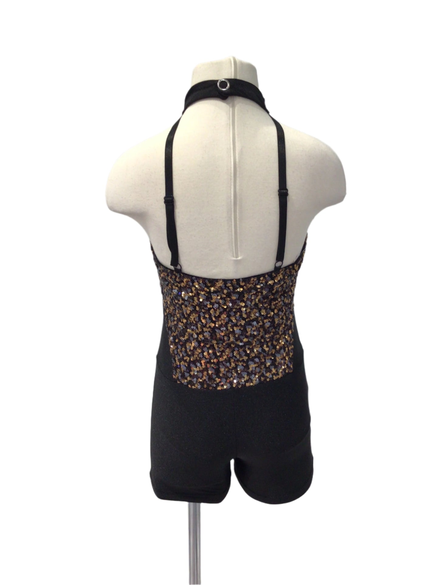 Black and Gold Halter Biketard