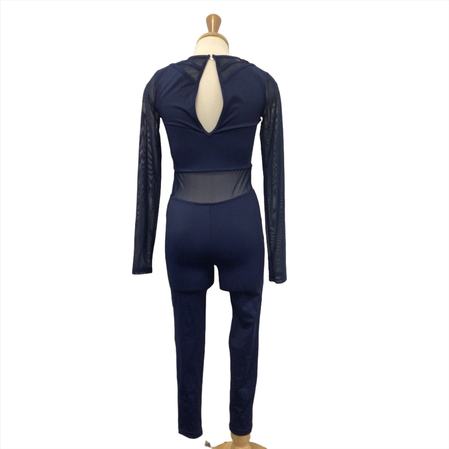 Geometric Blue Mesh Unitard