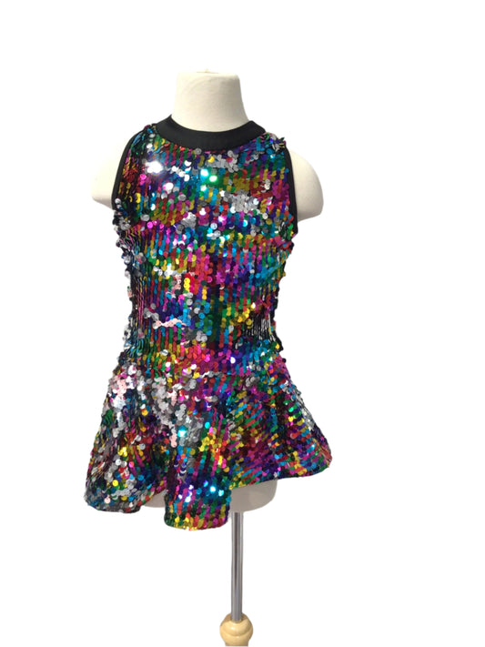 Blue Silver and Pink Sequin Jazz Dress