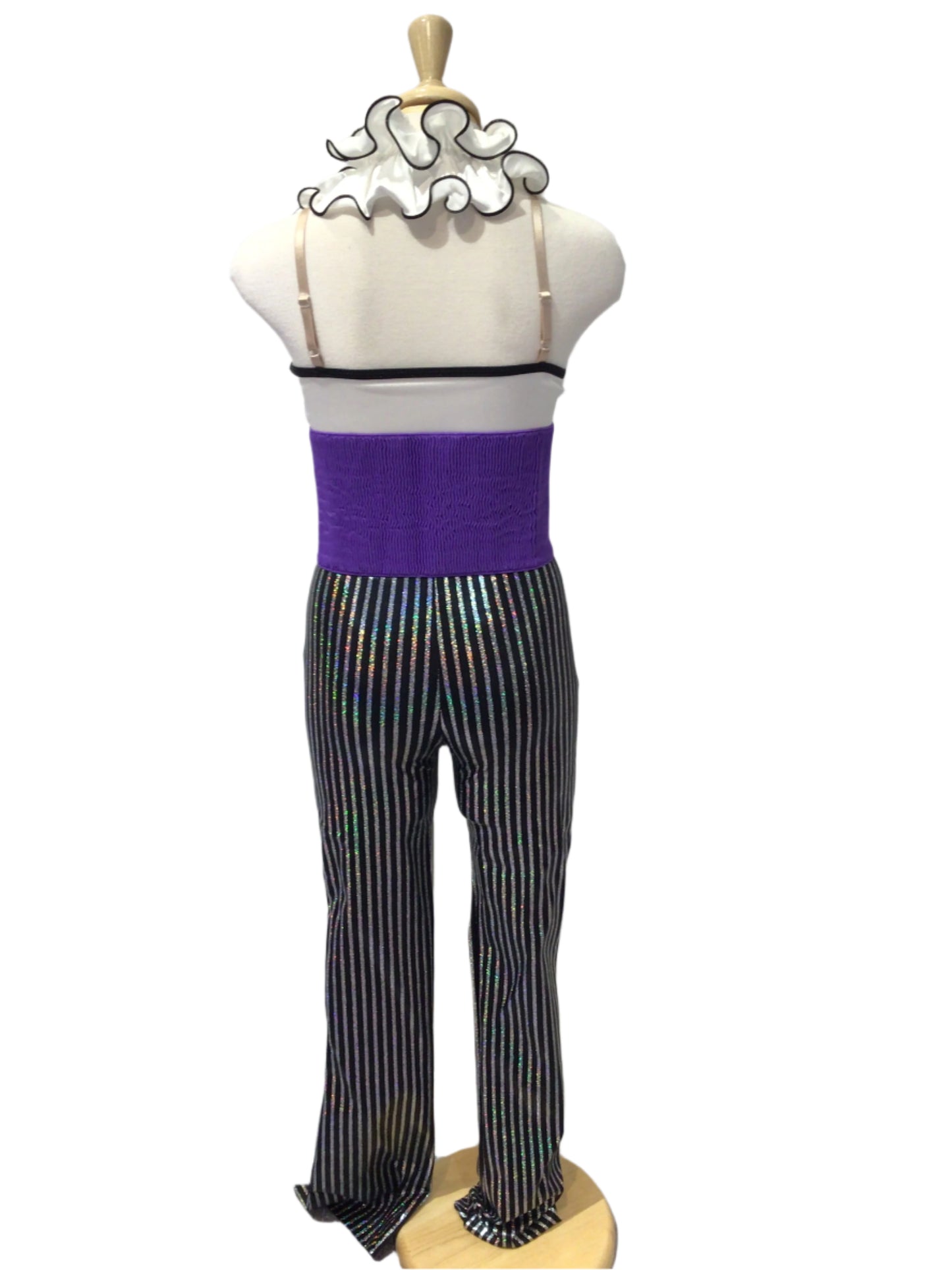 Black White and Purple Pinstripe Unitard