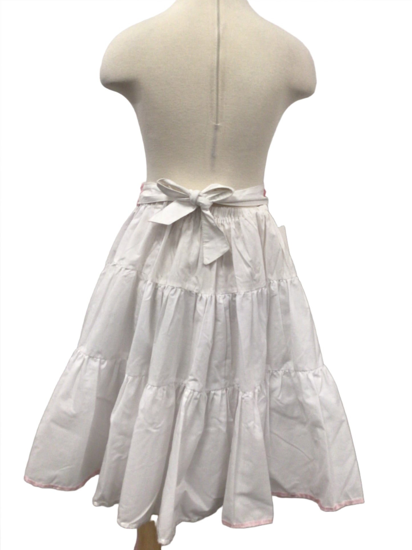 White Cotton Mid Length Circle Skirt
