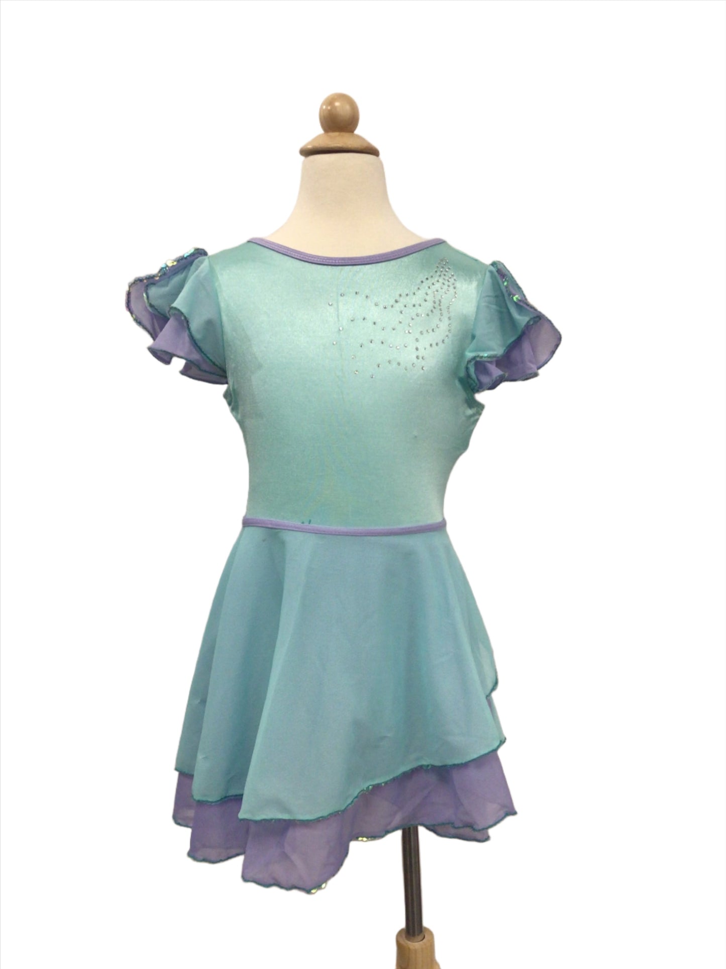 Teal Blue Bodysuit with Wrap Skirt