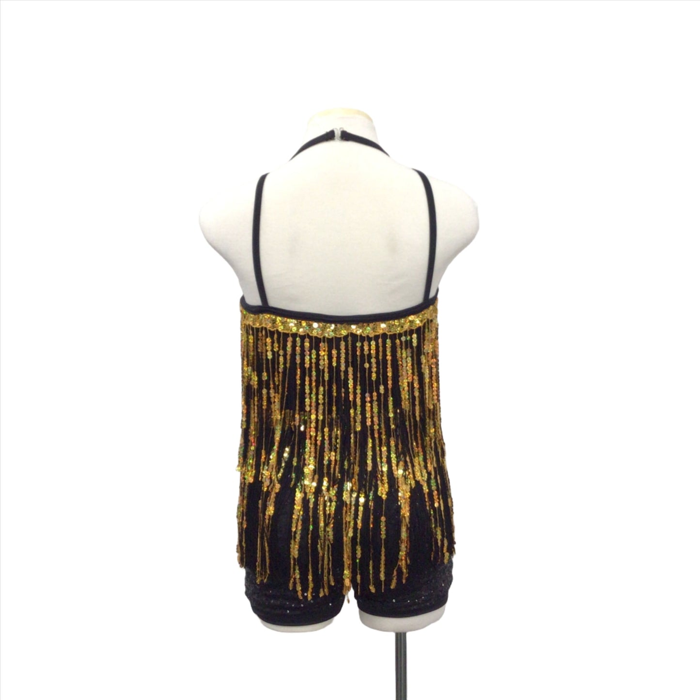 Black and Gold Fringe Biketard