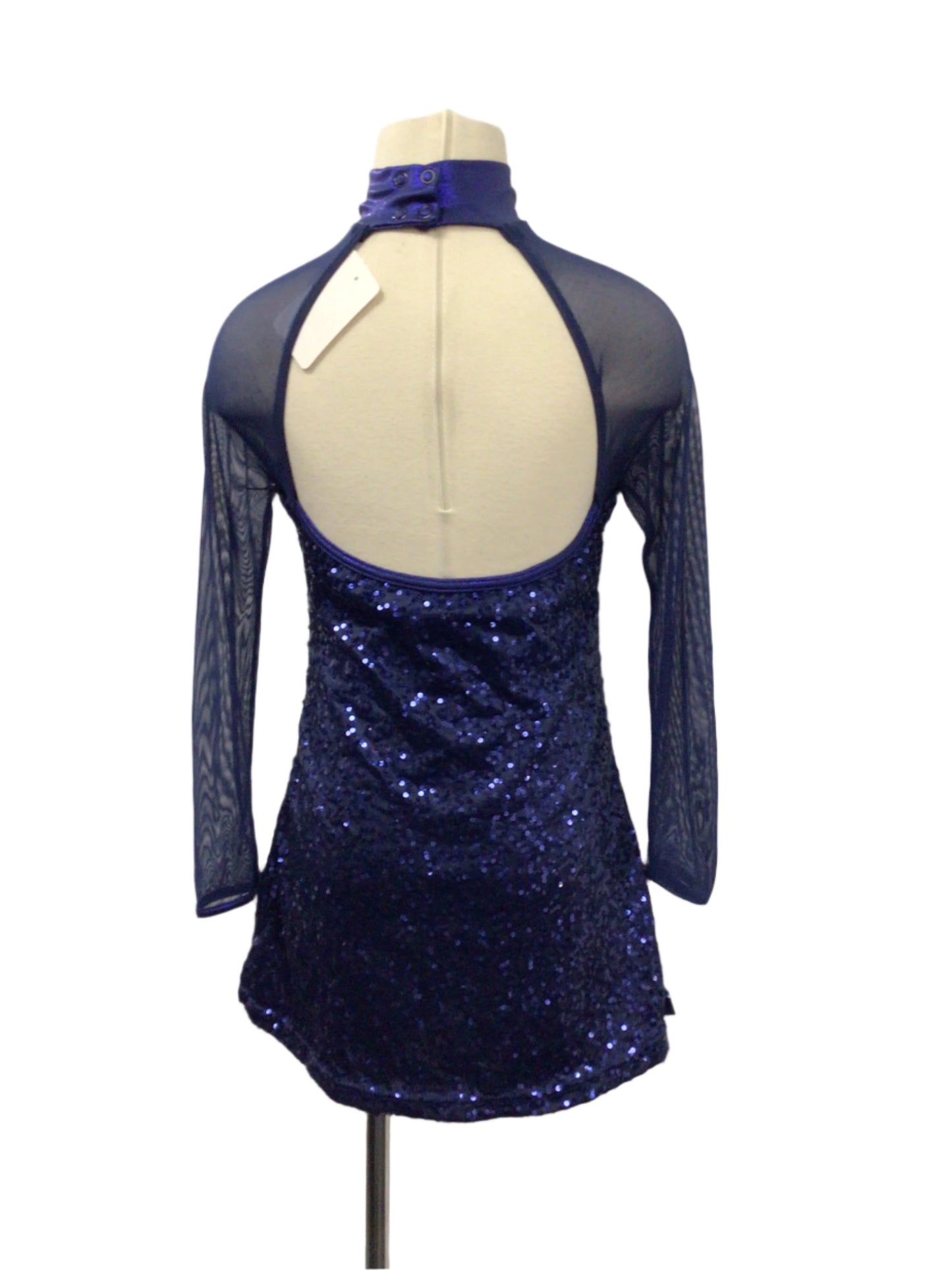 Navy Blue Long Sleeve Sequin Dress