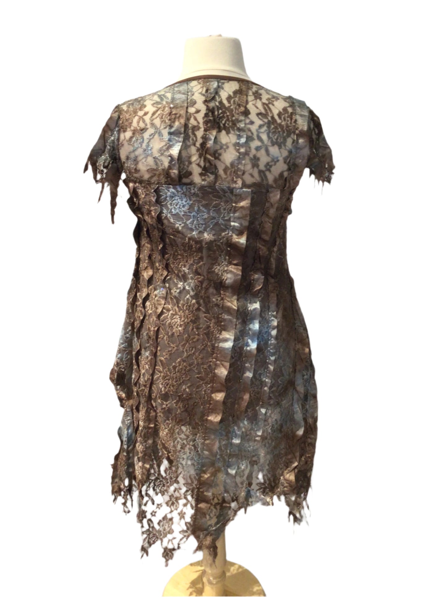 Brown and Blue Lace Dress
