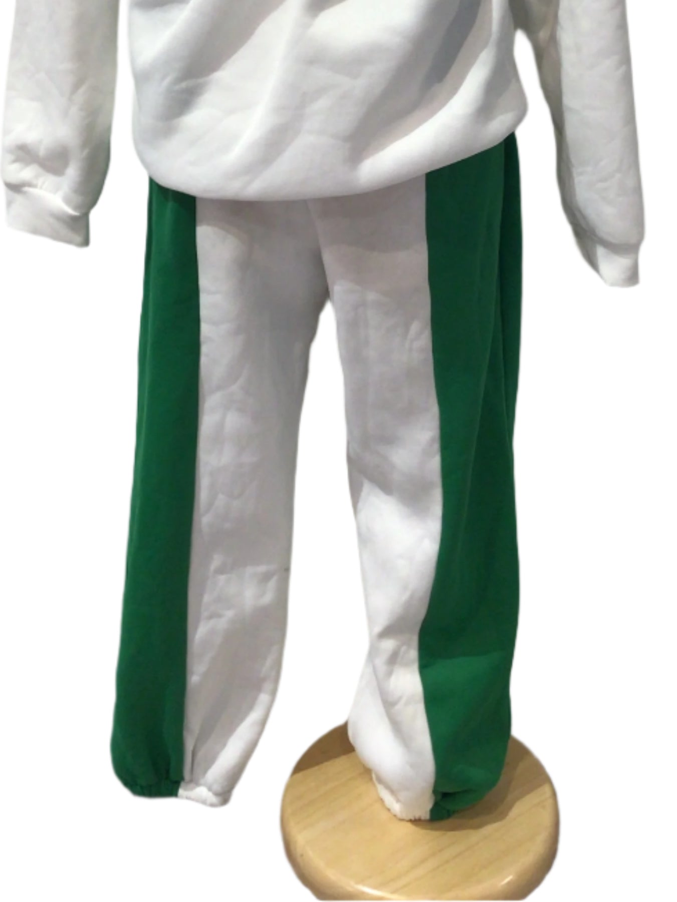 Two Tone Green and White Sweat Pants