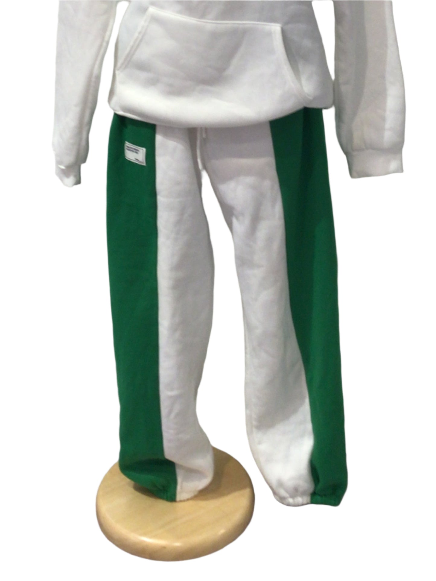 Two Tone Green and White Sweat Pants