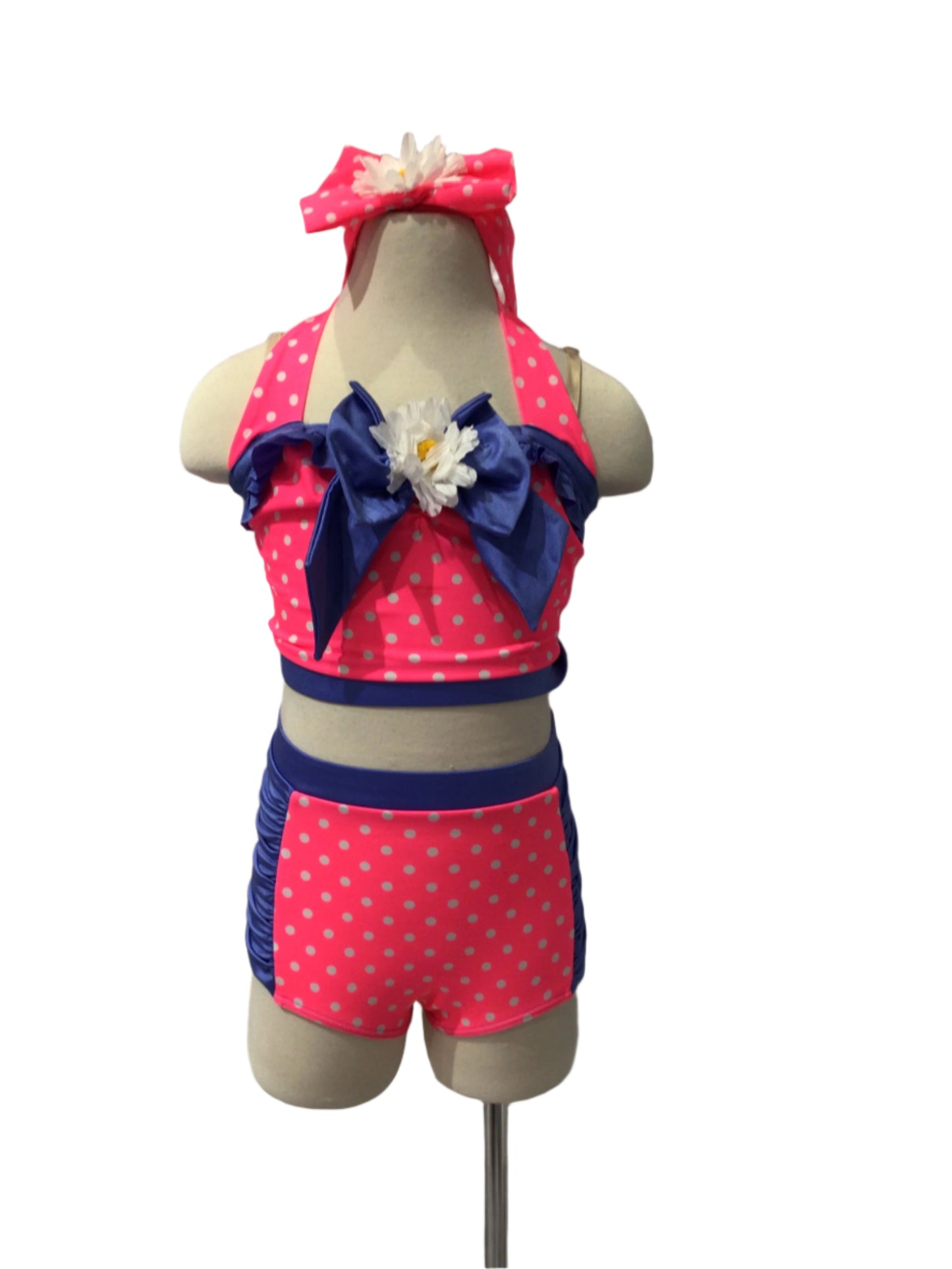 Fluorescent Pink Polka Dot 50s Bathing Suit