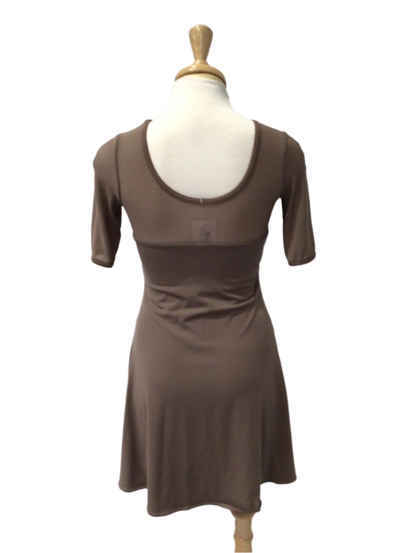 Brown Short Sleeve Lyrical Dress