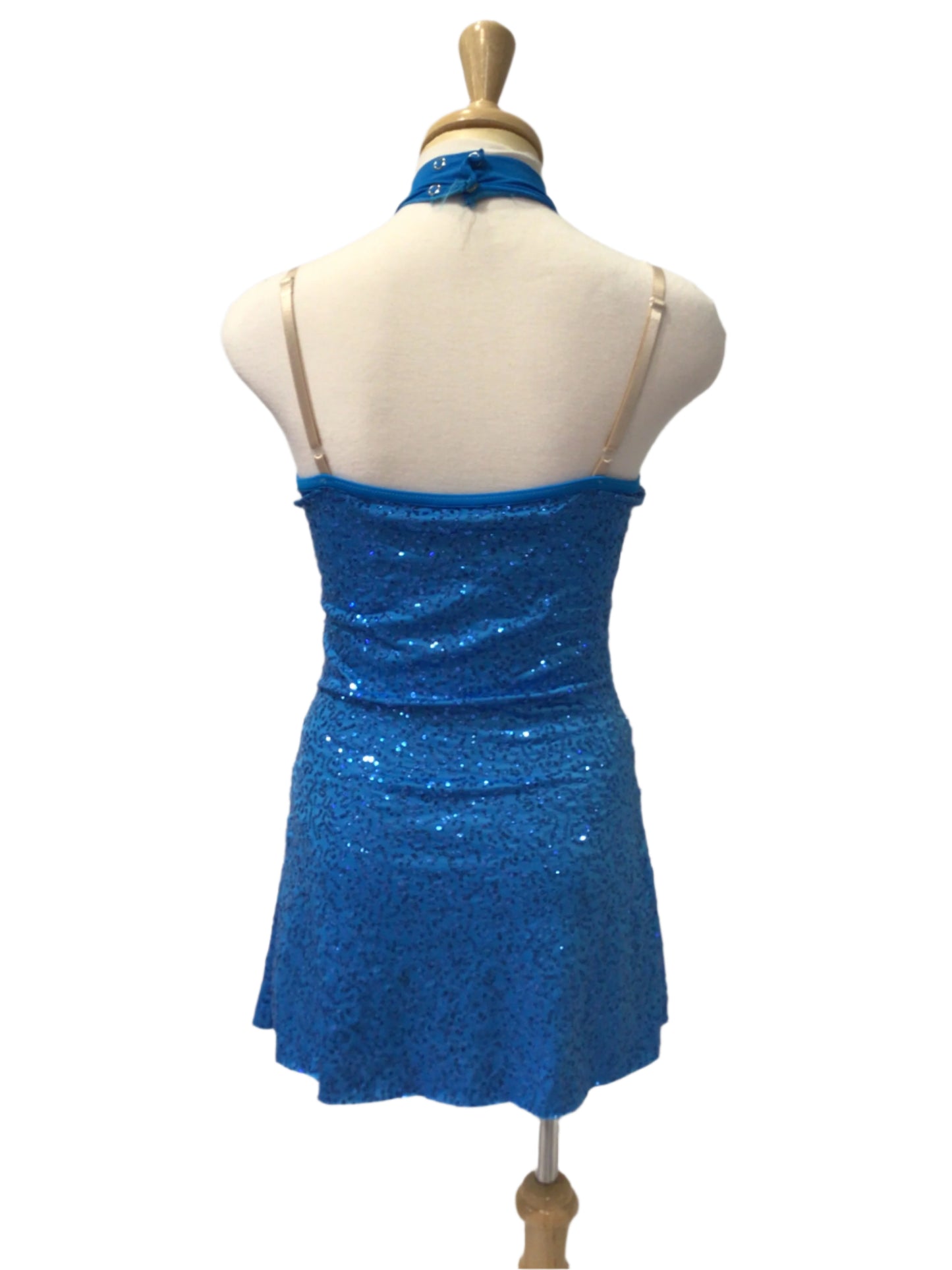 Blue Sparkle Halter Jazz Dress