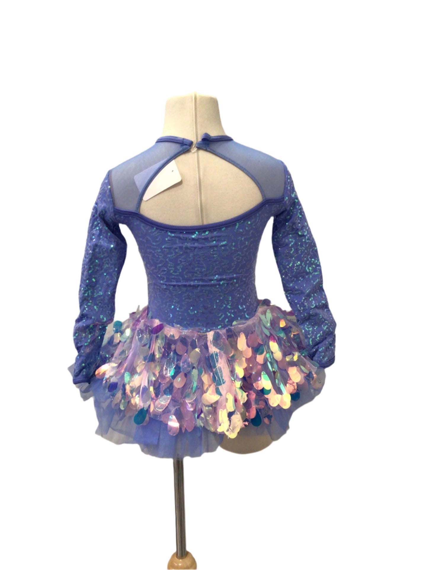 Blue Sequin Long Sleeve Jazz With Half Skirt