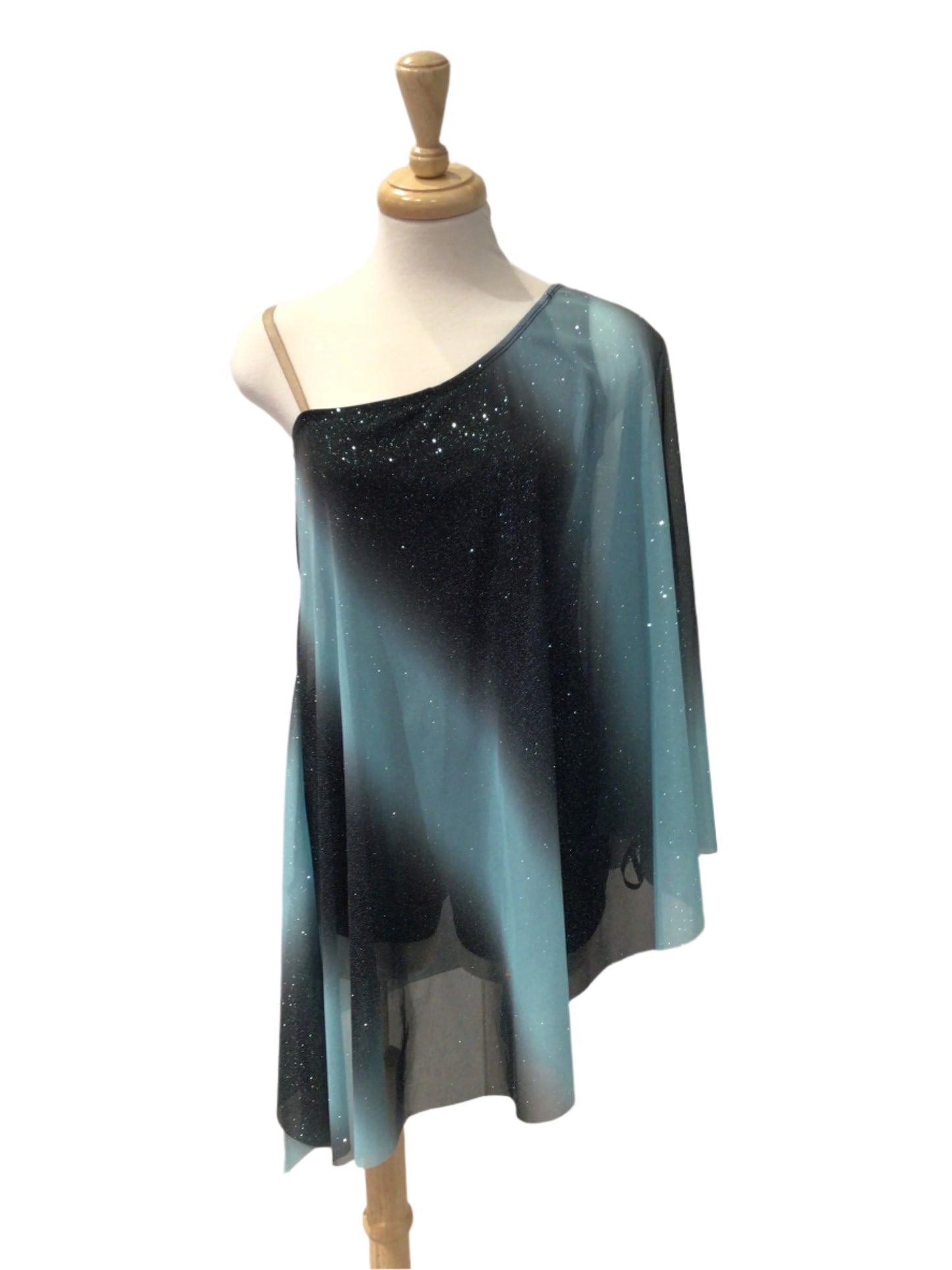 Light Blue and Black Off the Shoulder