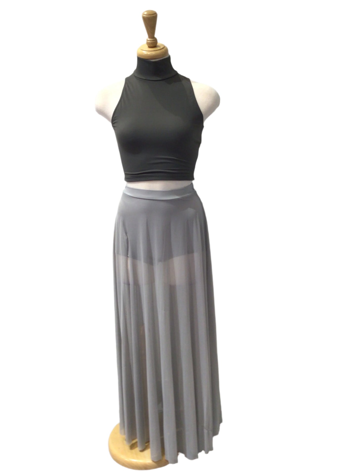 Grey Contemporary Sport Top with Long Mesh skirt