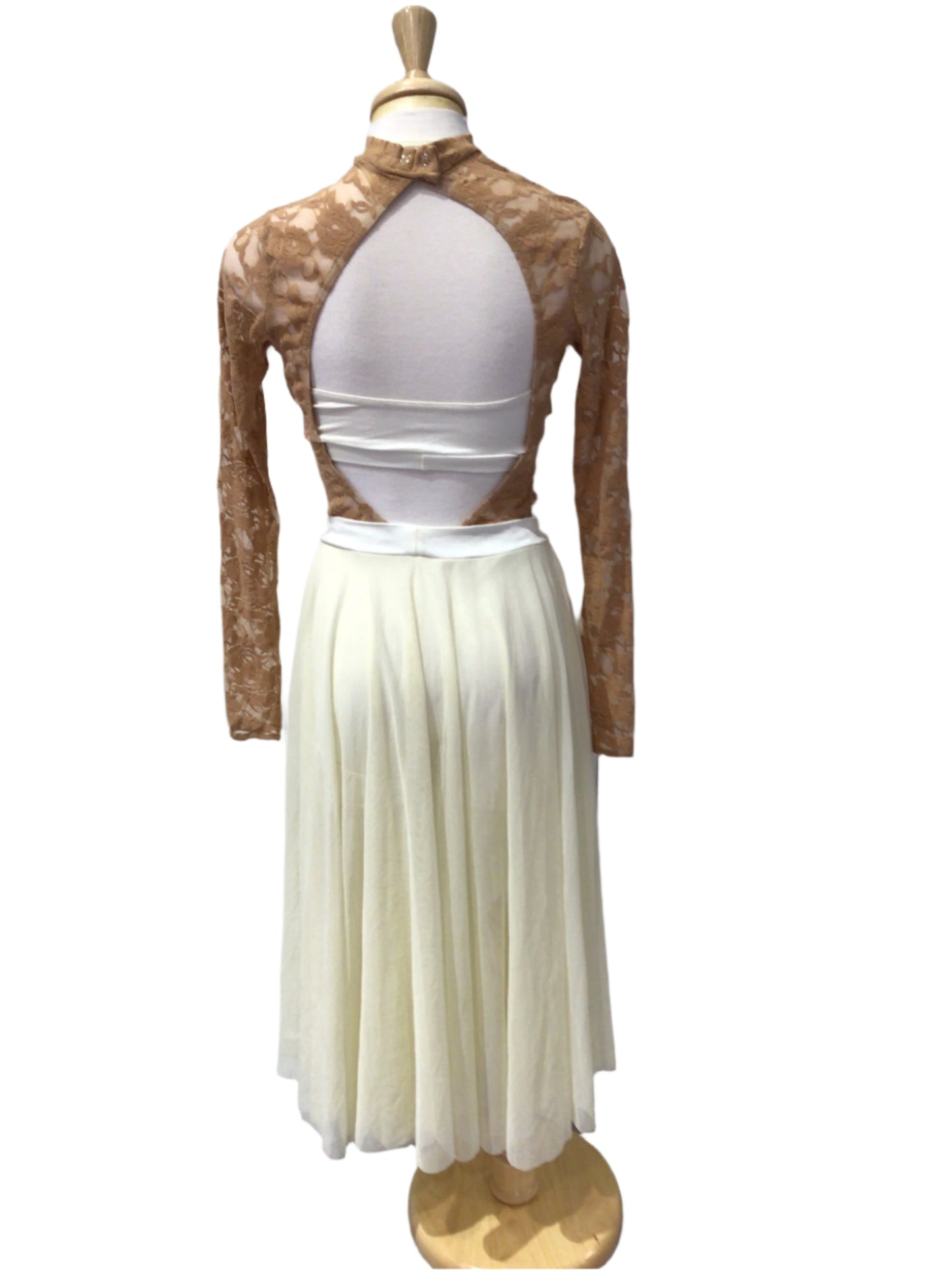 Beige Lace with Cream Skirt