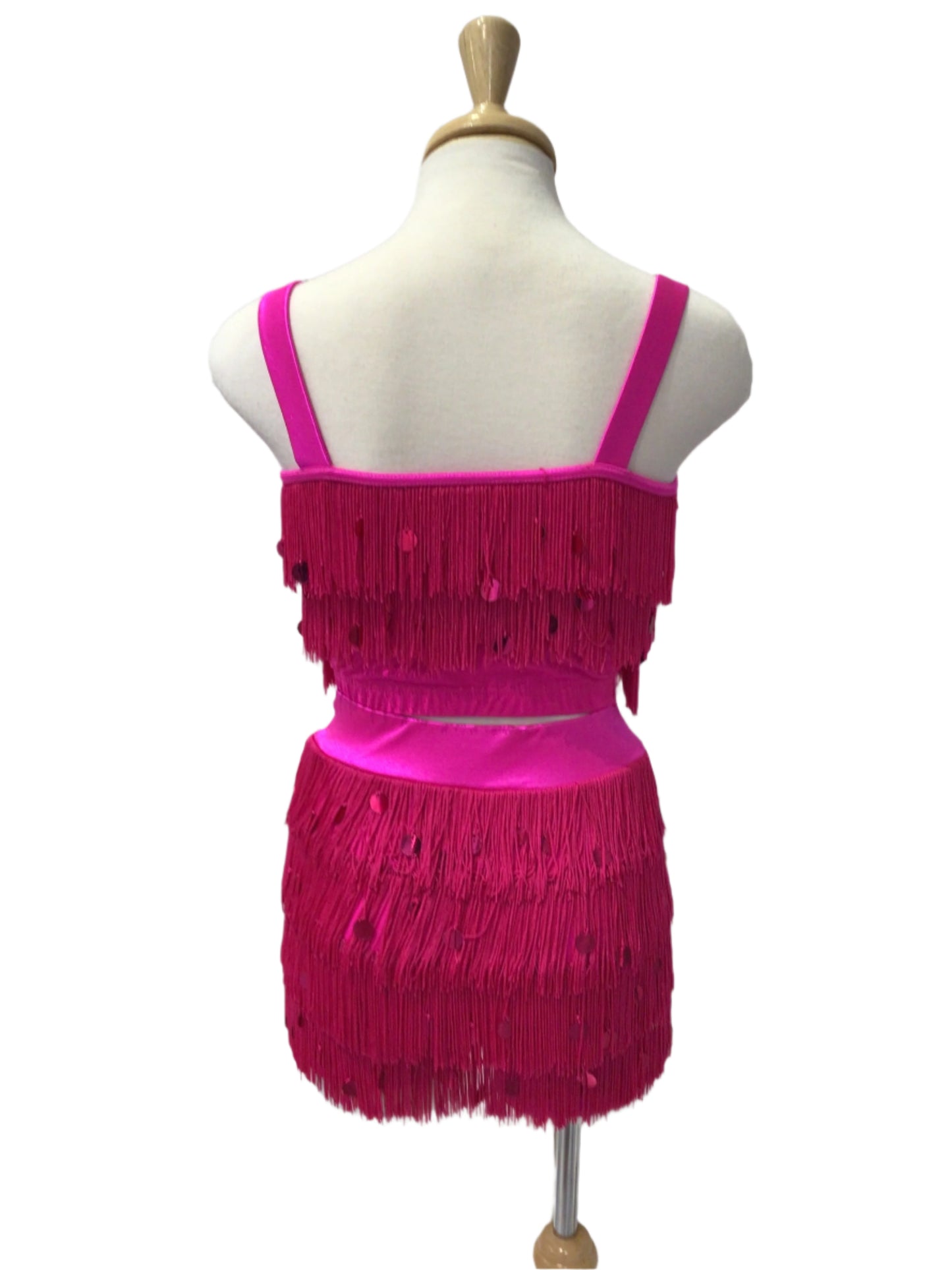 Flourescent Pink Fringe Two Piece