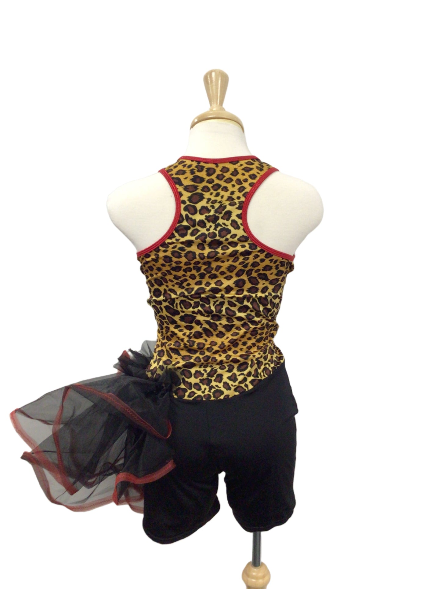 Leopard Print Biketard with Half Skirt