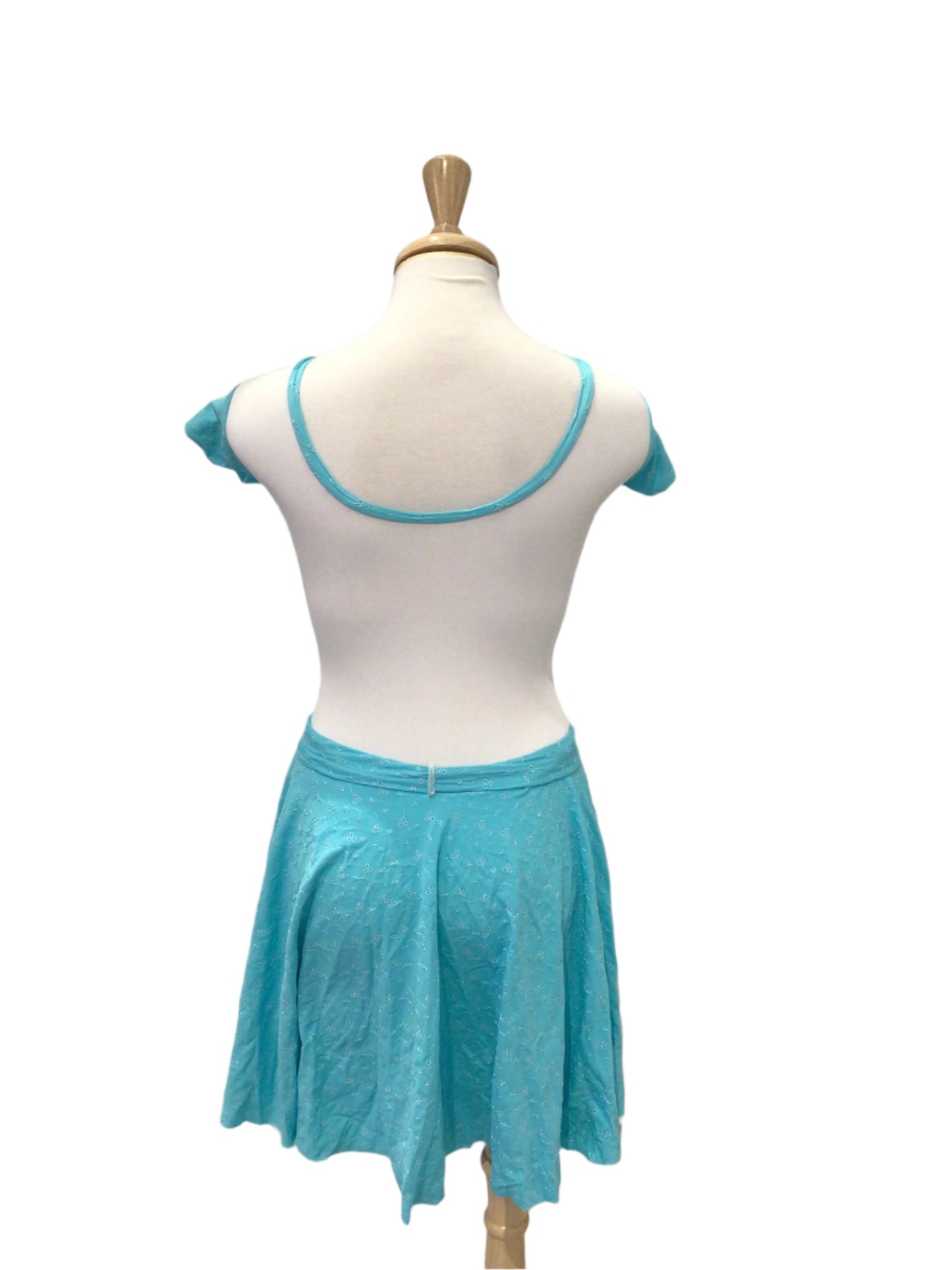 Light Teal and White Short Sleeve Dress