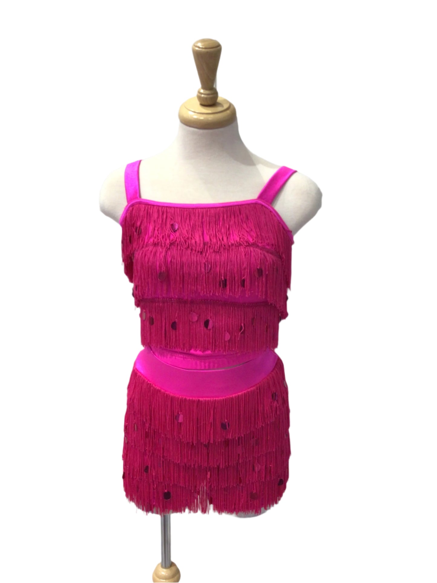 Flourescent Pink Fringe Two Piece