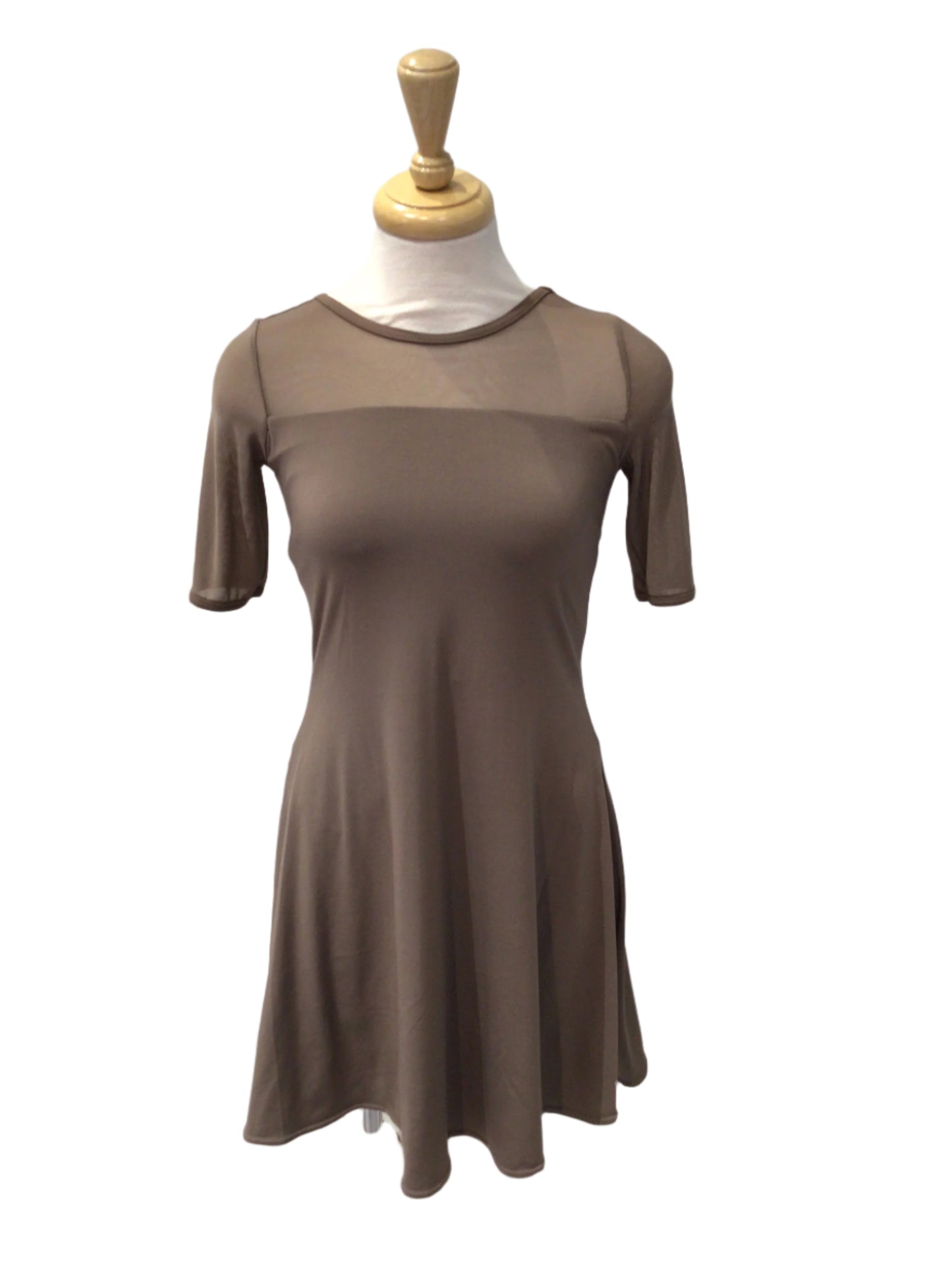 Brown Short Sleeve Lyrical Dress