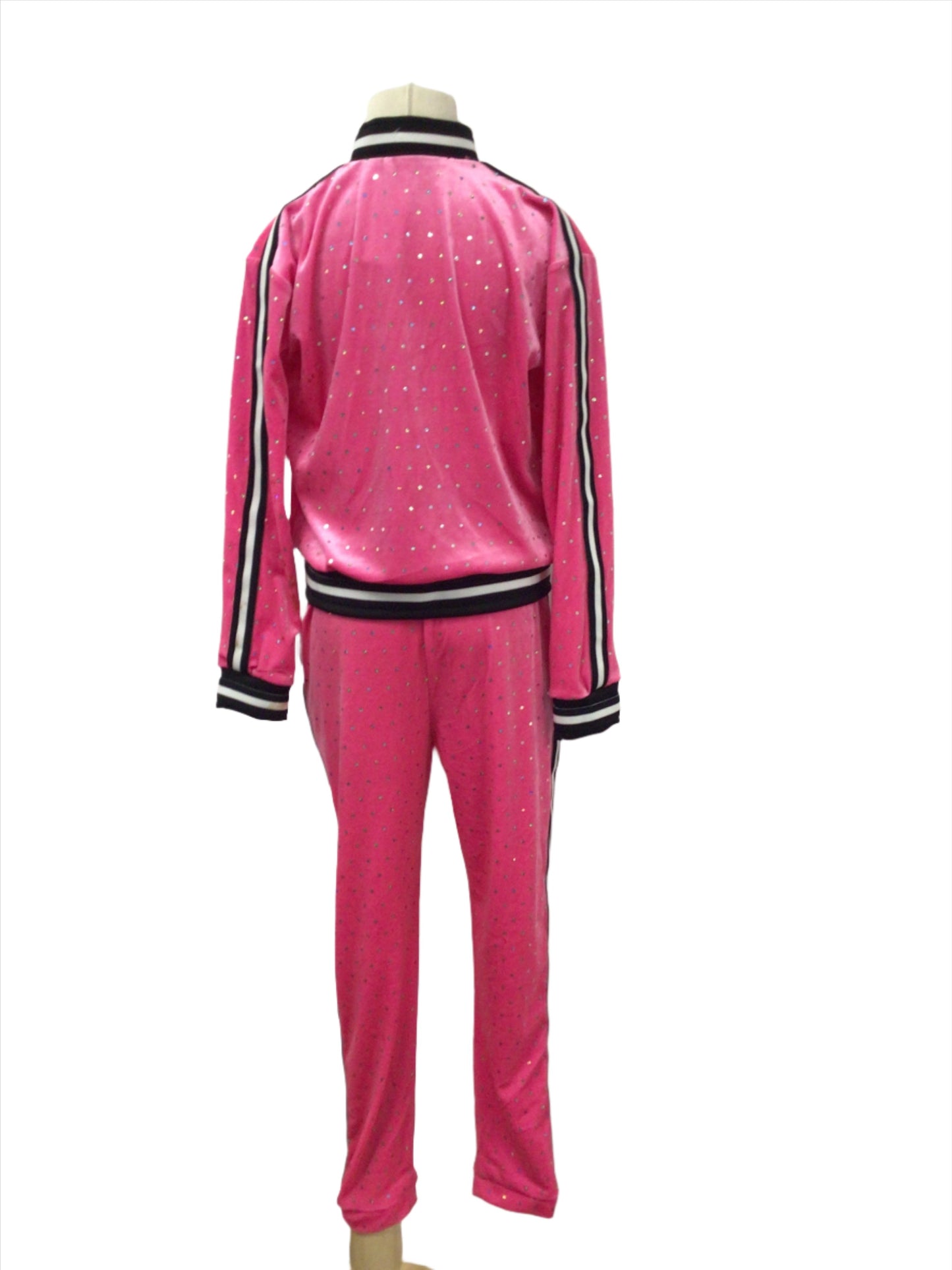 Pink and Black Velvet Track Suit