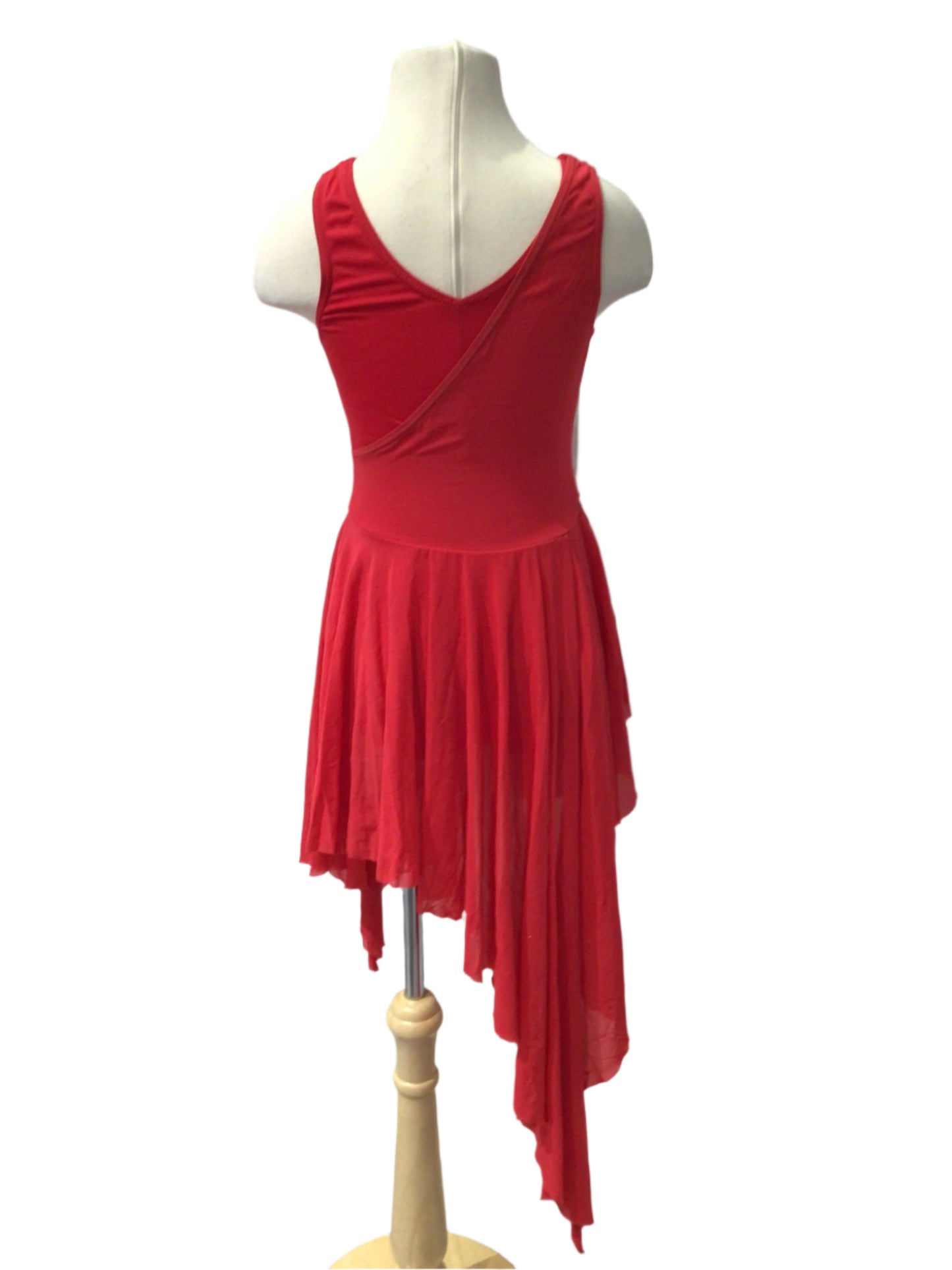 Red Lyrical Dress with Uneven Hemline