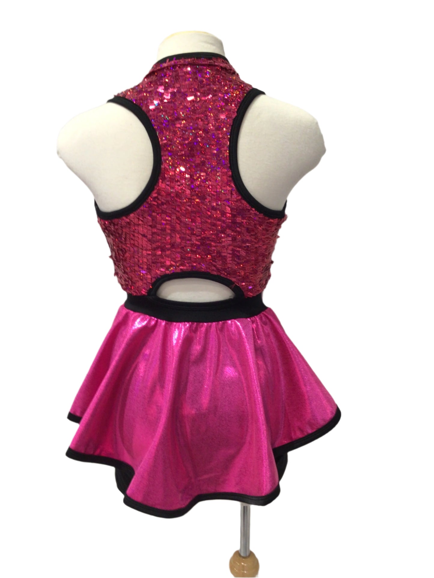Pink Sparkle Jazz Dress with High Low Hem