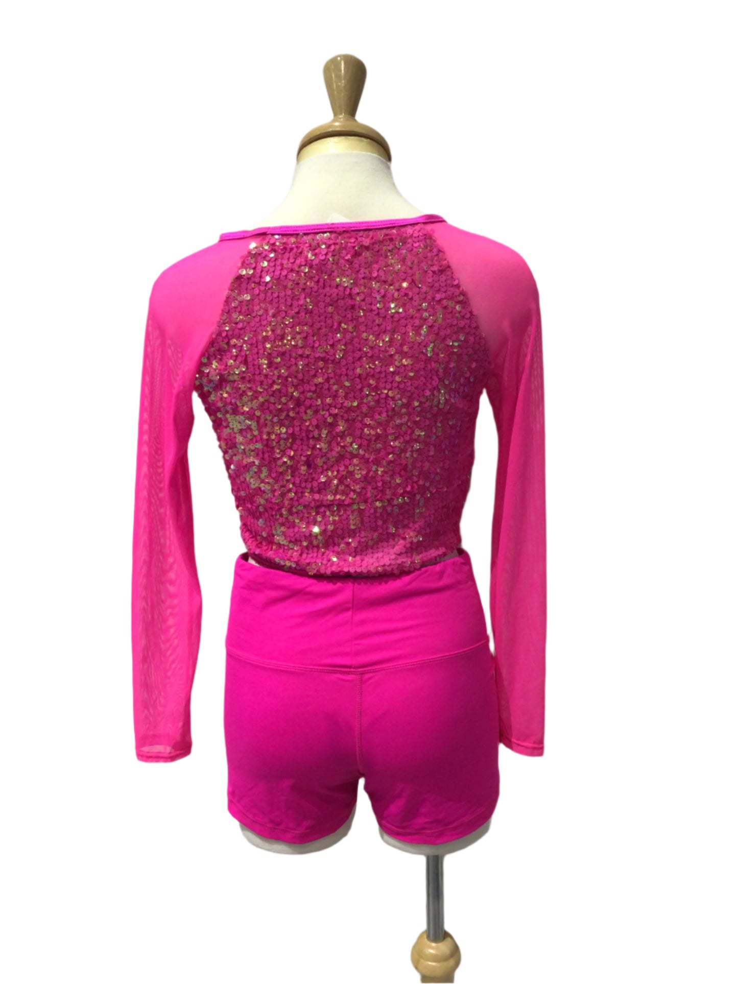 Fluorescent Pink Long Sleeve Top with Shorts