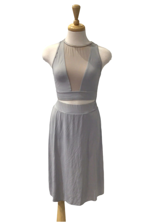 Light Grey Sport Top with Panel Skirt