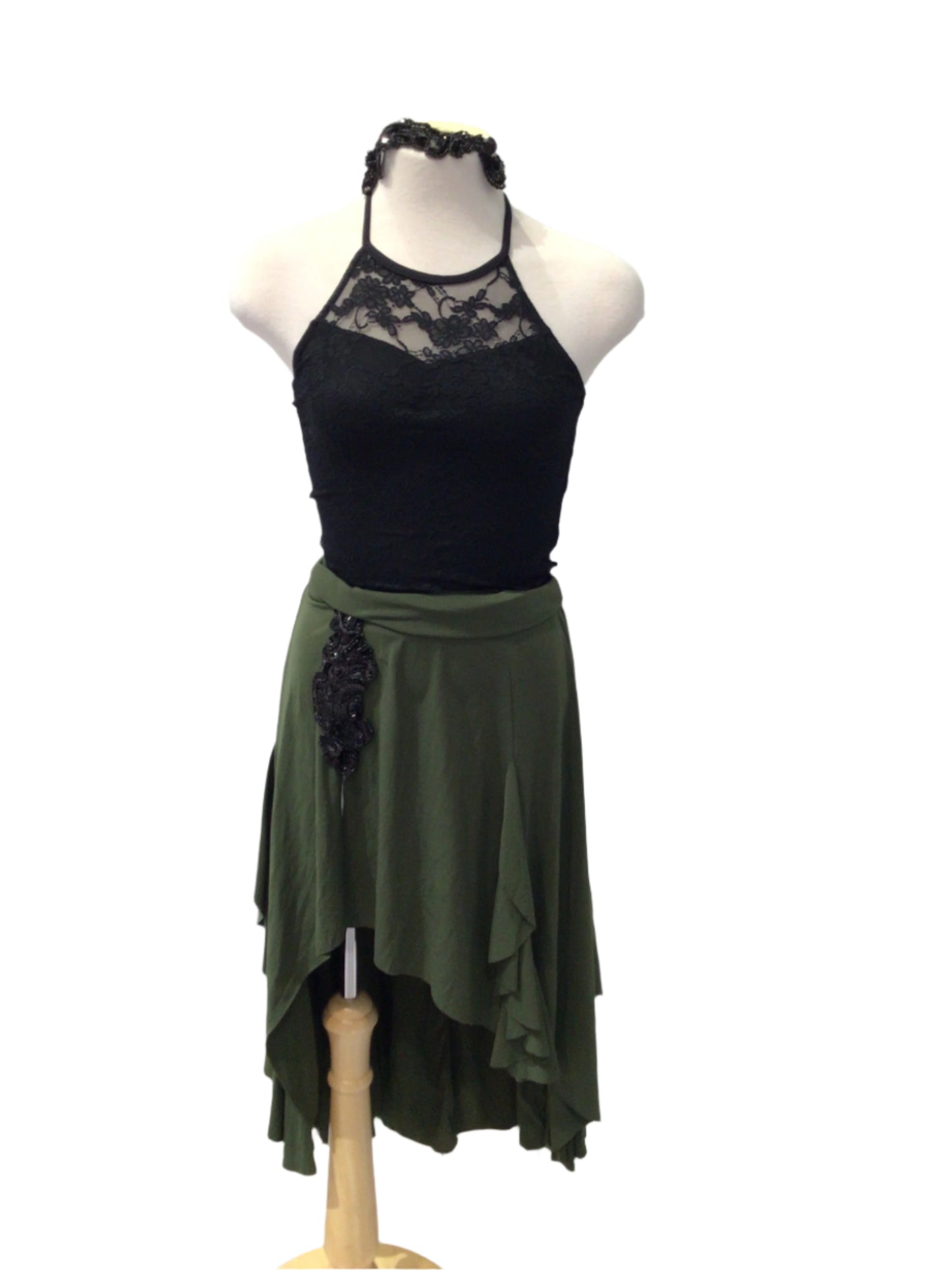 Black and Dark Green Lyrical Dress