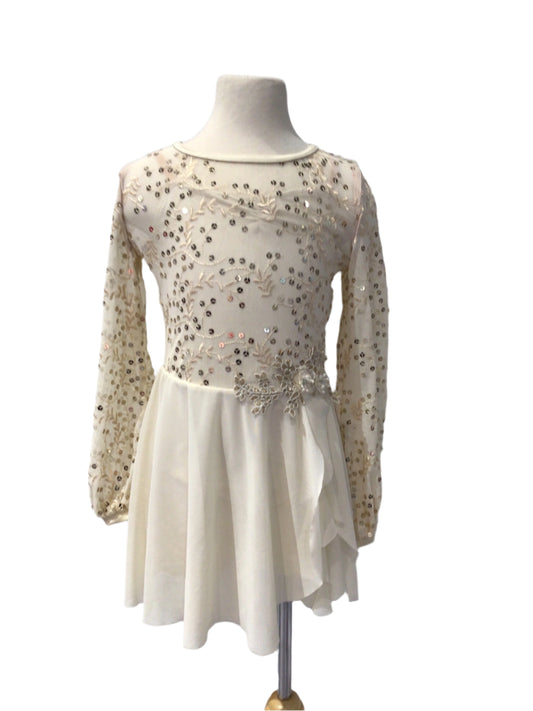 Ivory Sequin Mesh Lyrical Dress