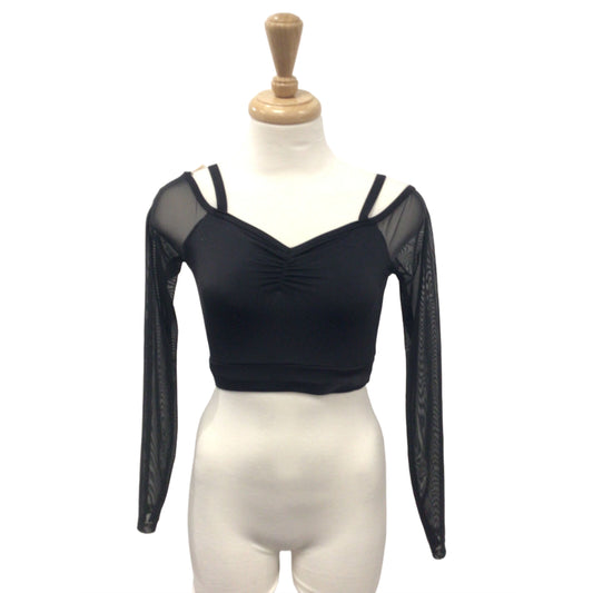 Black Long Sleeve Crop Top
