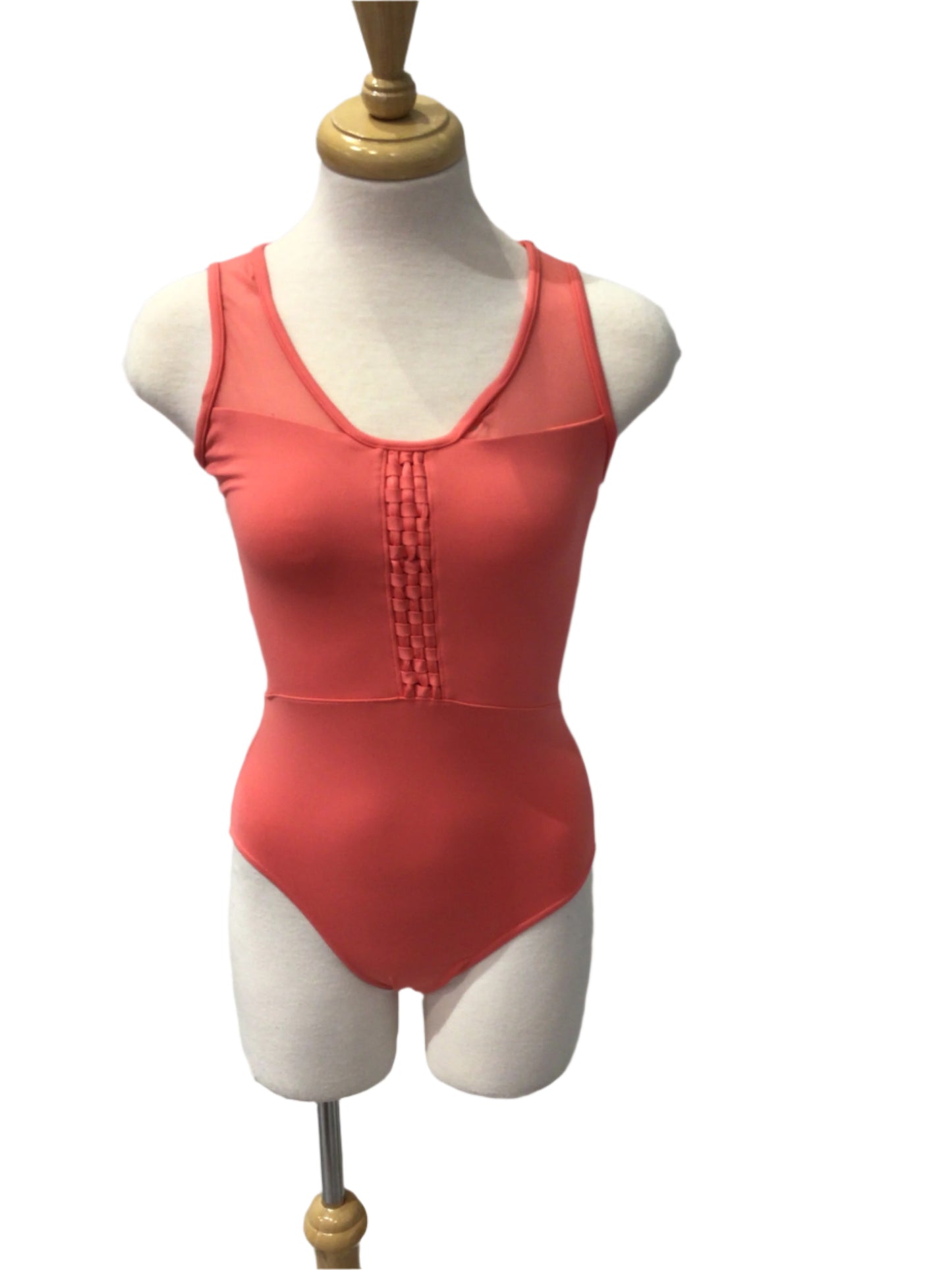Peachy Pink Bodysuit with Mesh